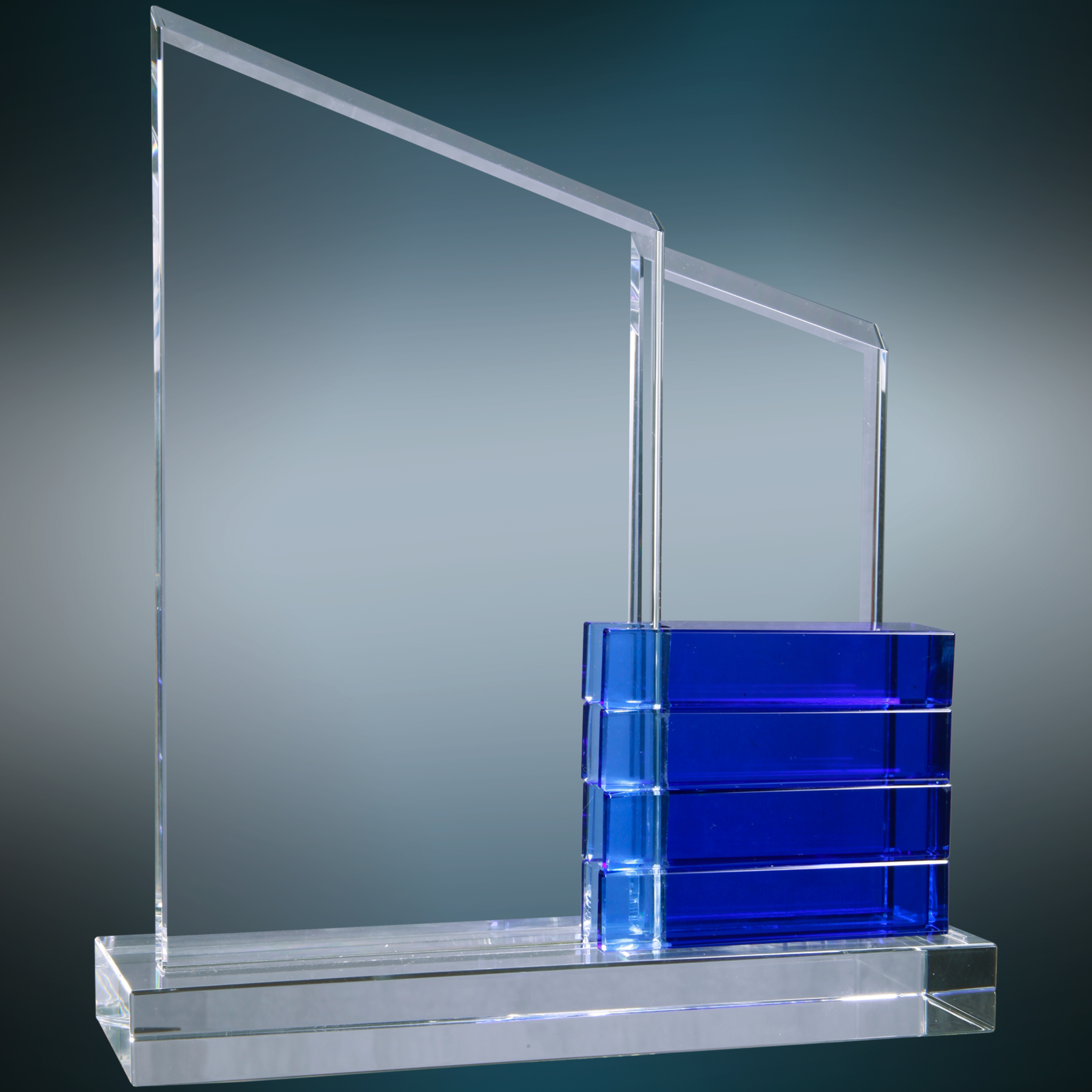8" x 9" Crystal Perpetual Standup Plaque with Blue Crystal Blocks Award 2