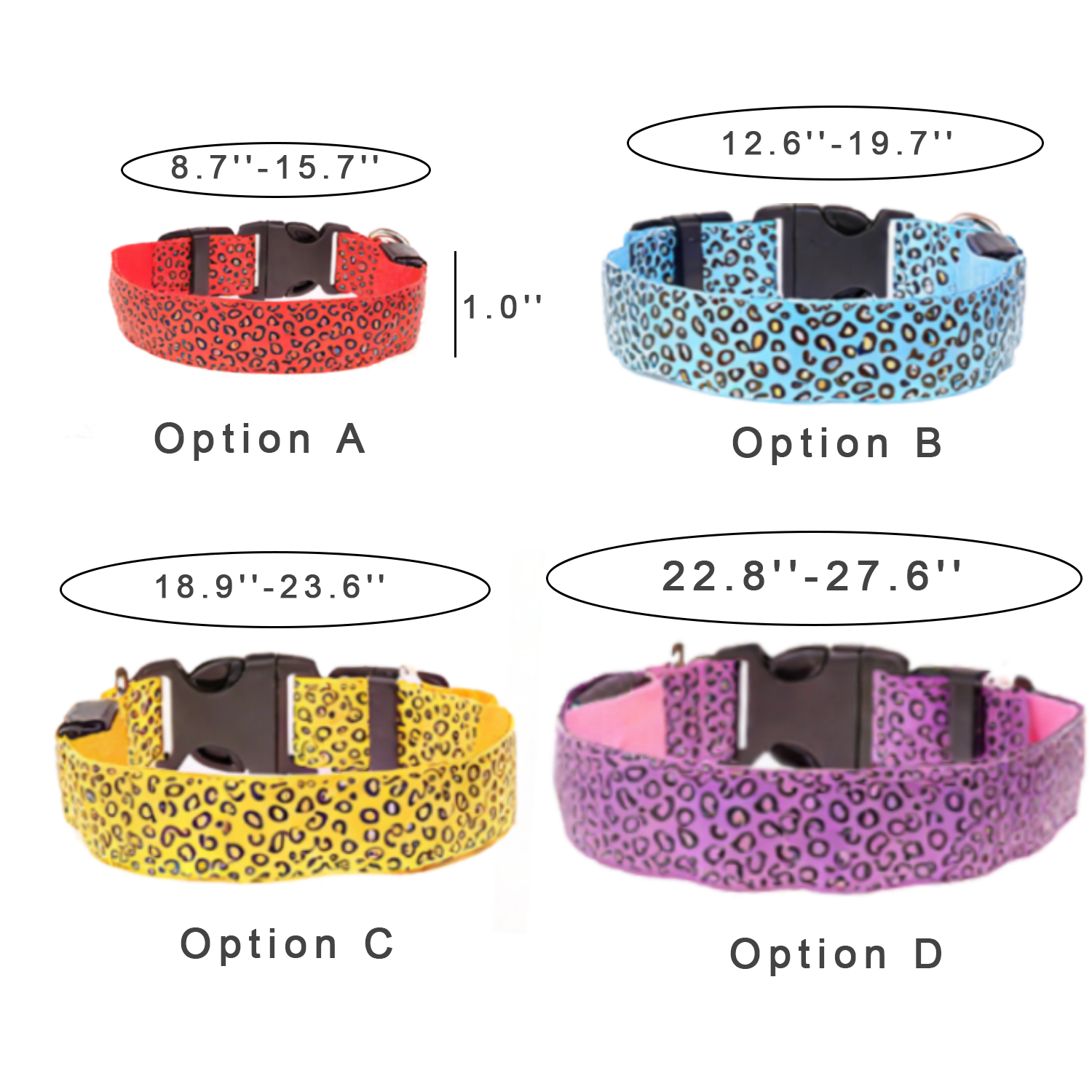 Polyester LED Light-Up Leopard Print Pet Collar 5