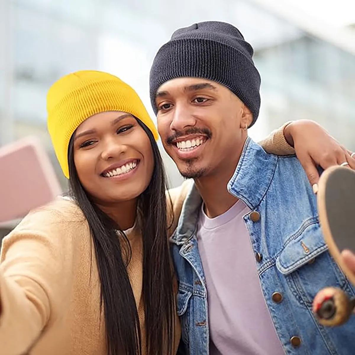 Unisex Lined Knit Beanie Hat Slouchy Warm Winter Cap 6