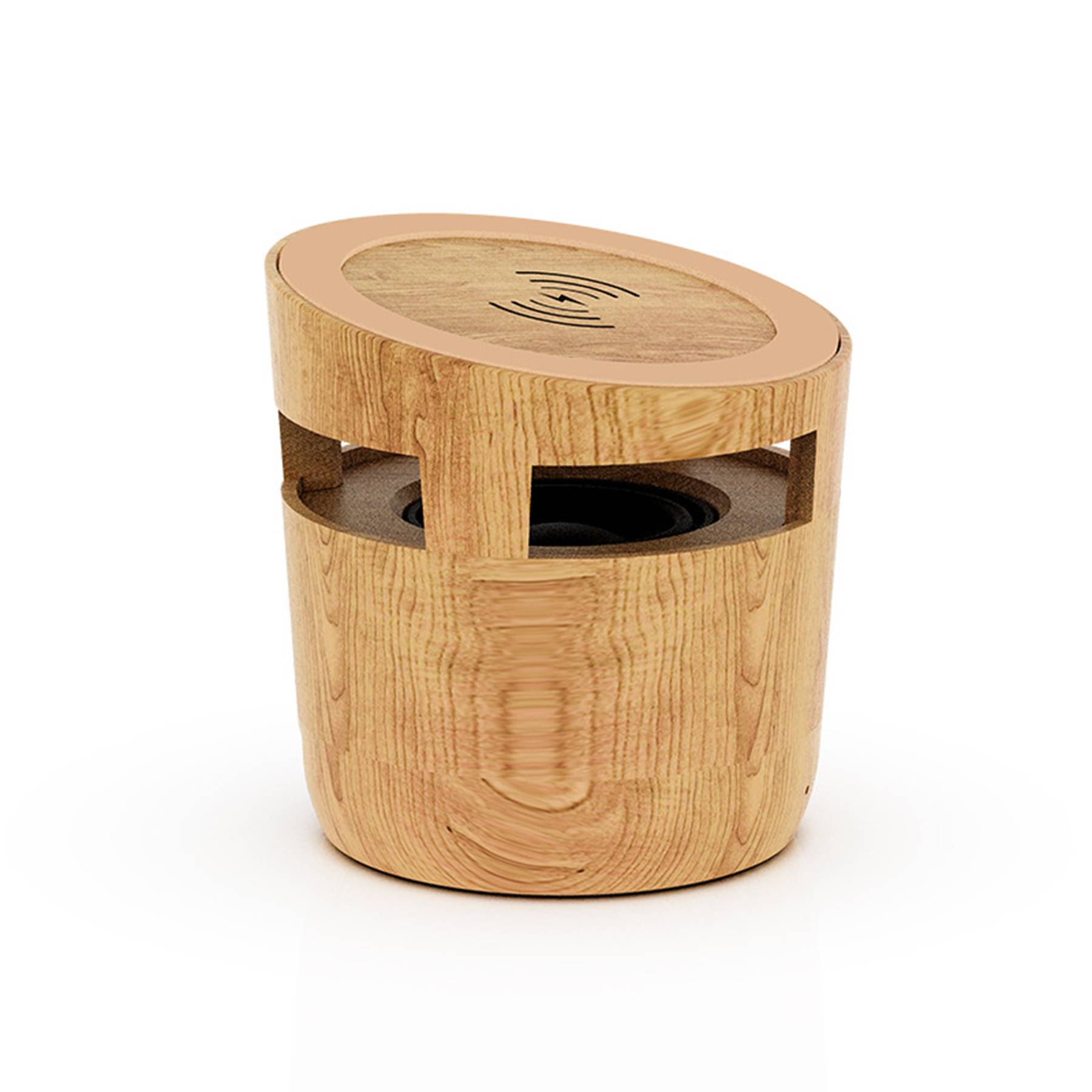 Wood Bluetooth speaker with wireless charger and phone stand 3