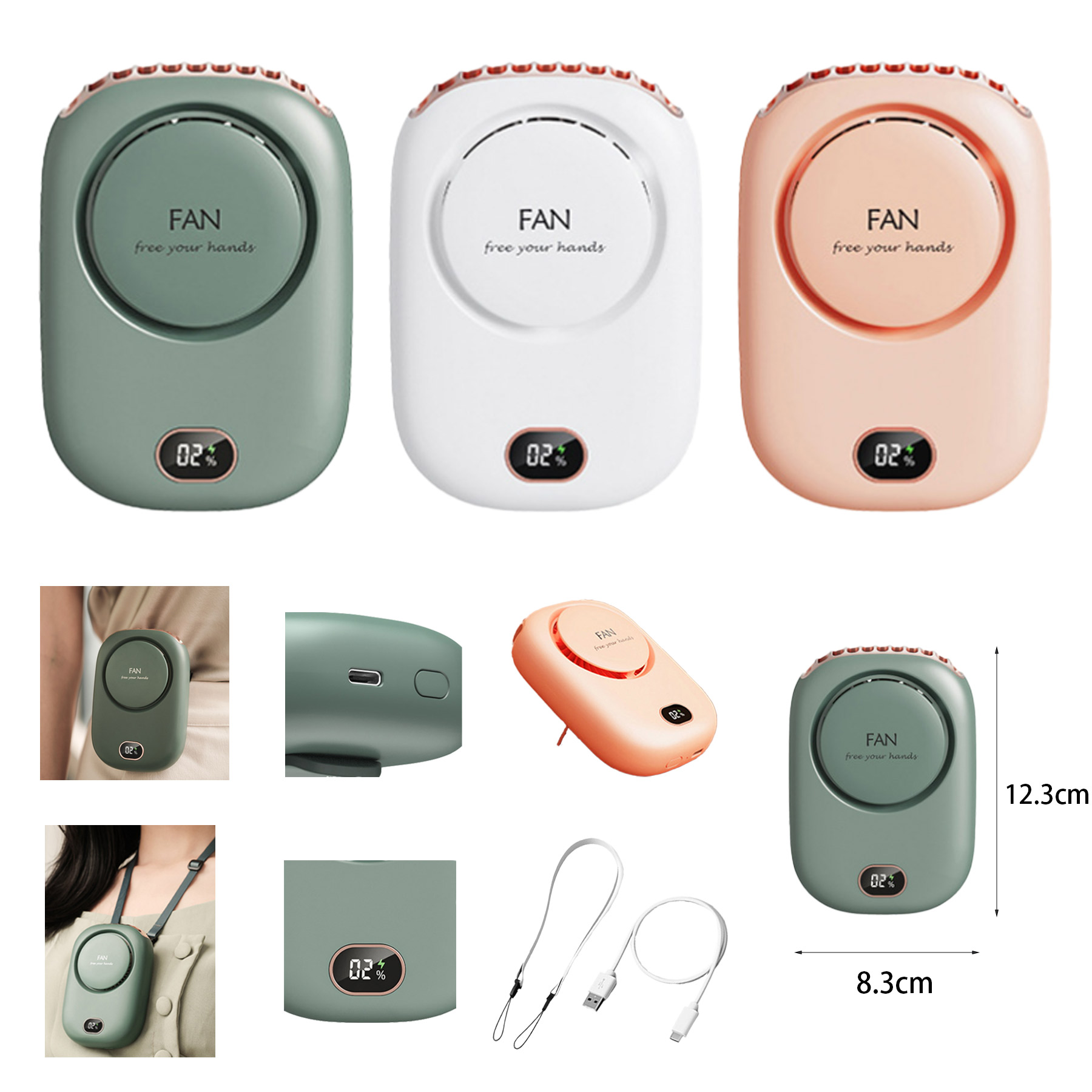 Portable USB Rechargeable Hanging Neck Fan 1