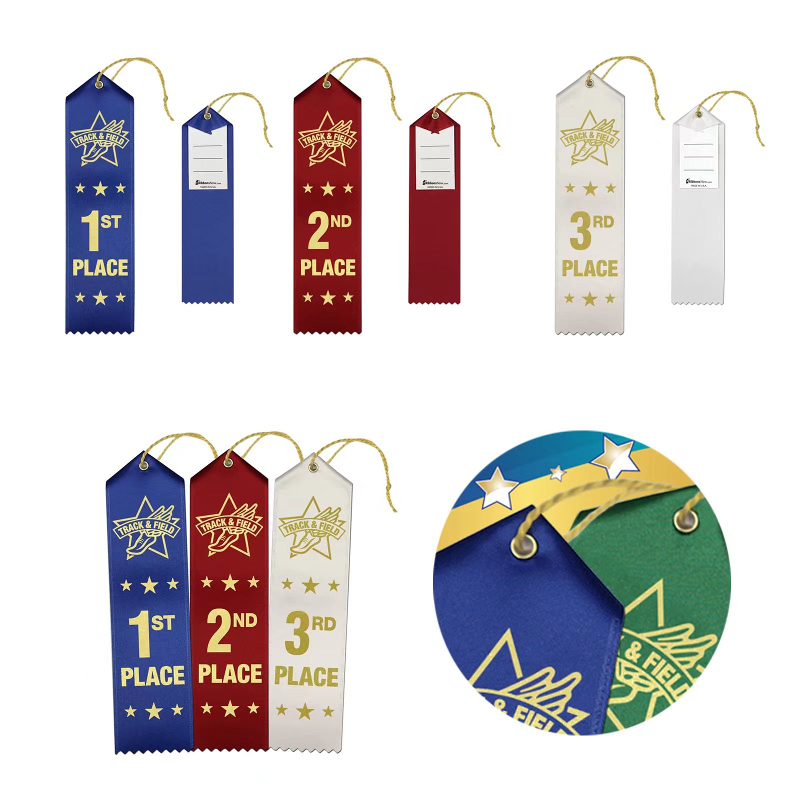 2 x 8 Inches Track and Field Ribbon 1st - 2nd - 3rd Place 2