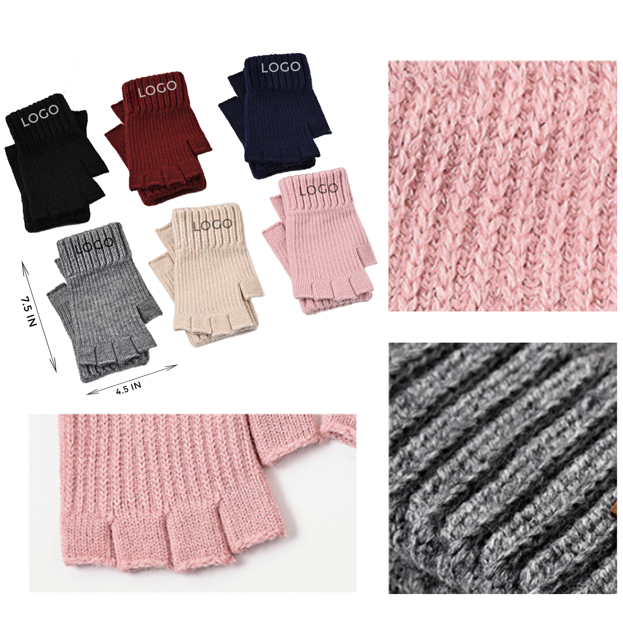 MOQ 10 PCS Cozy Knitted Fingerless Gloves 2