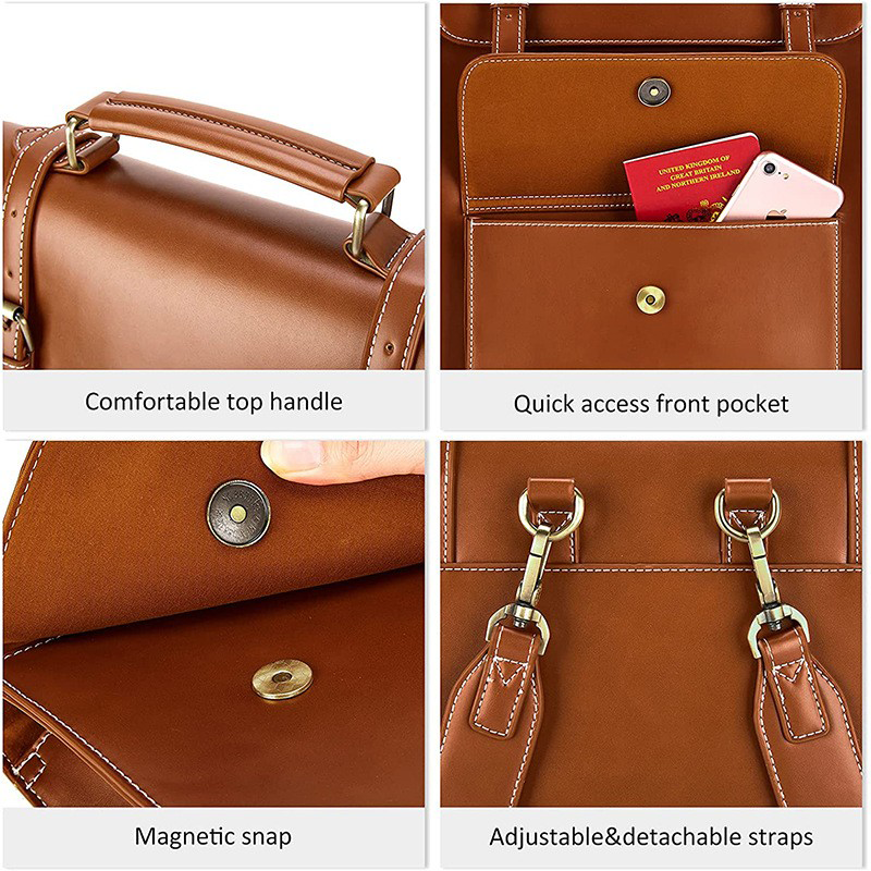 Laptop Backpack for Women PU Leather Bag 7