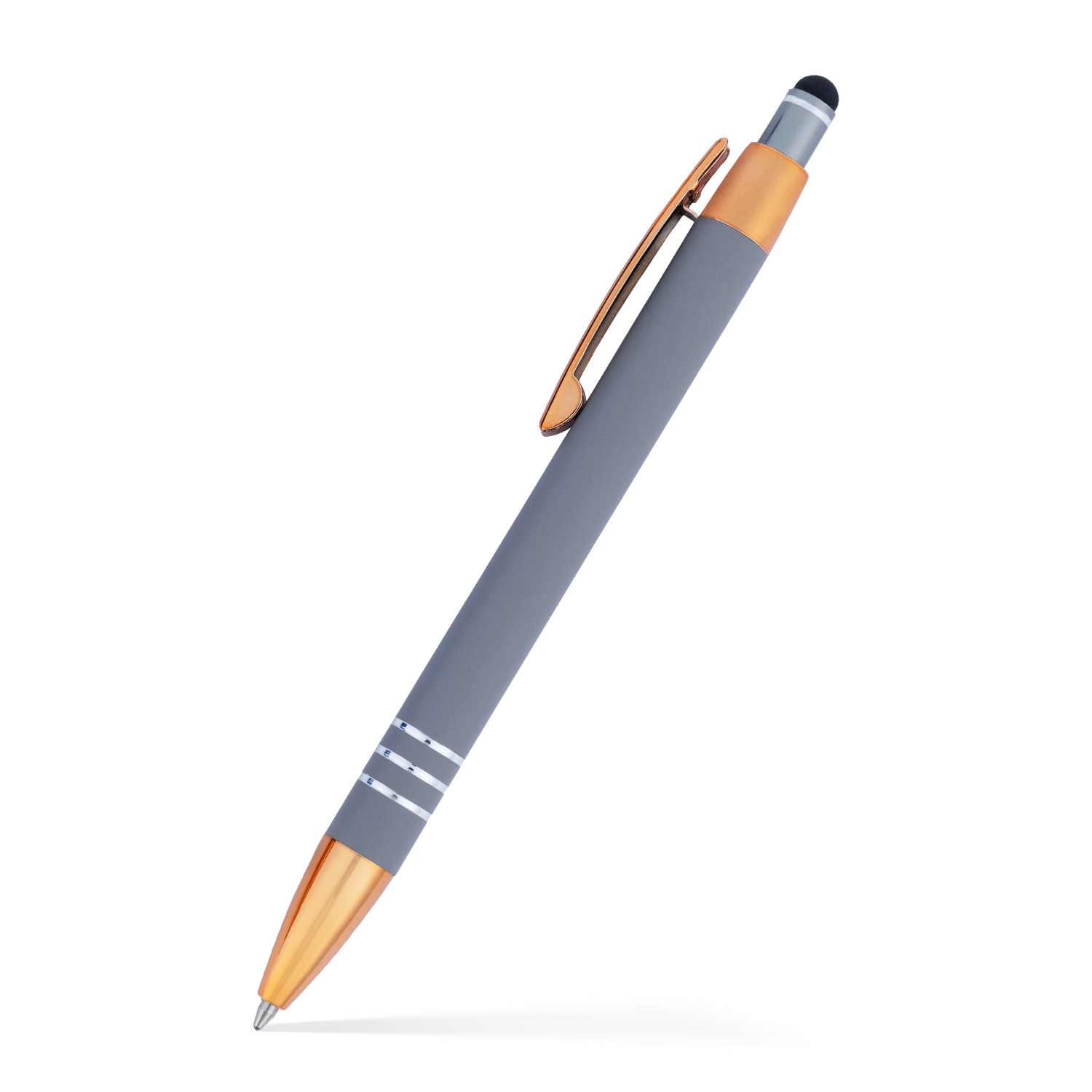 Penny Stylus Satin Soft Touch Click Metal Pen - Copper Accents (CLOSEOUT) 18