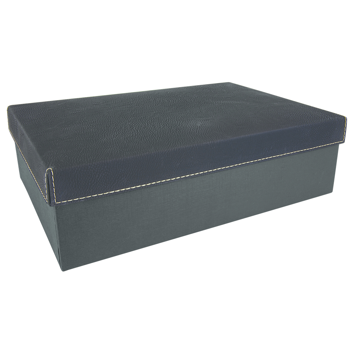 11 3/4" x 7 3/4" Black/Gold Leatherette Gift Box 3