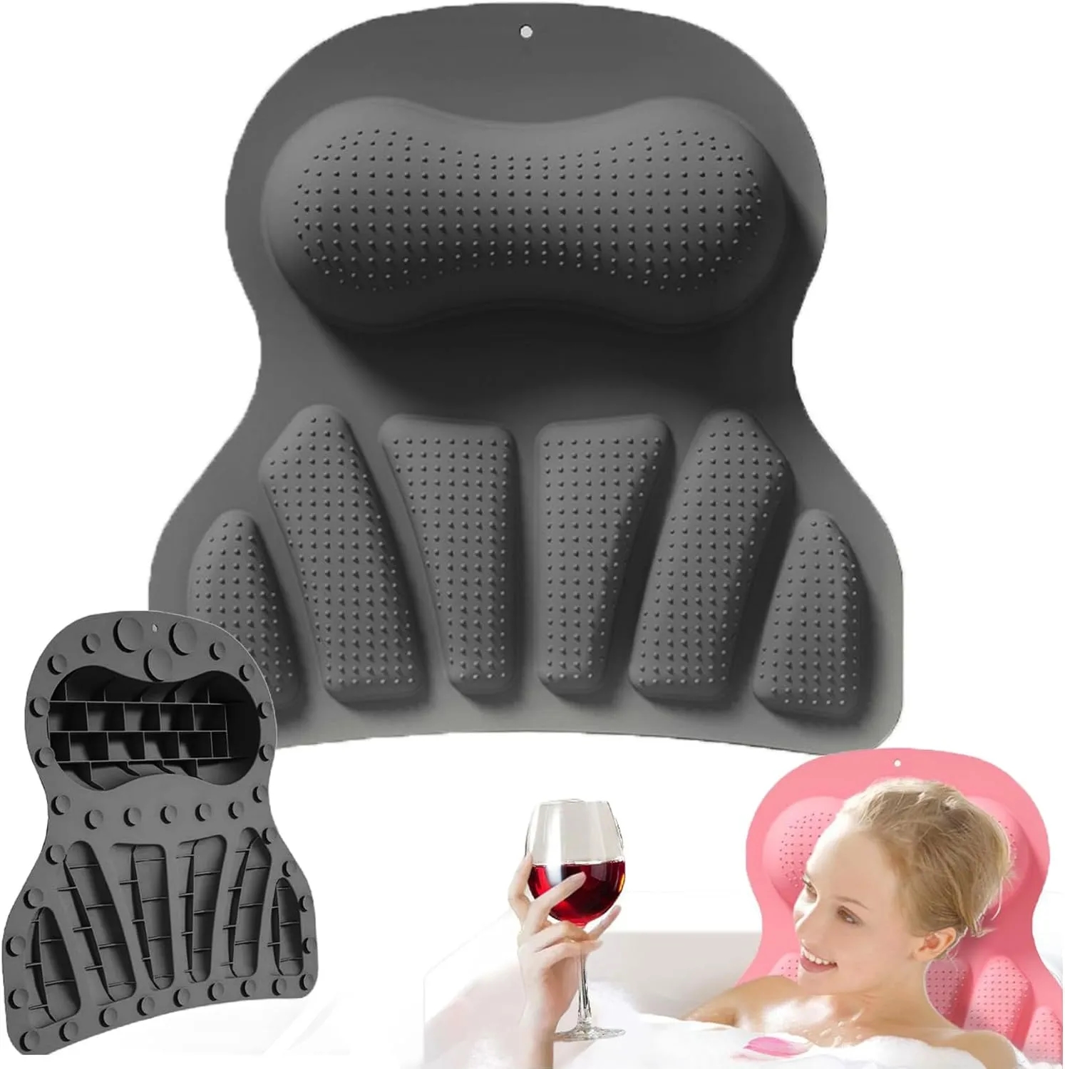 Bathtub Silicone Suction Cup Pillow 2