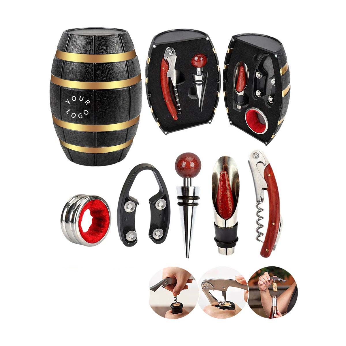 Barrel Shaped Wine Tool Set with Elegant Design 2