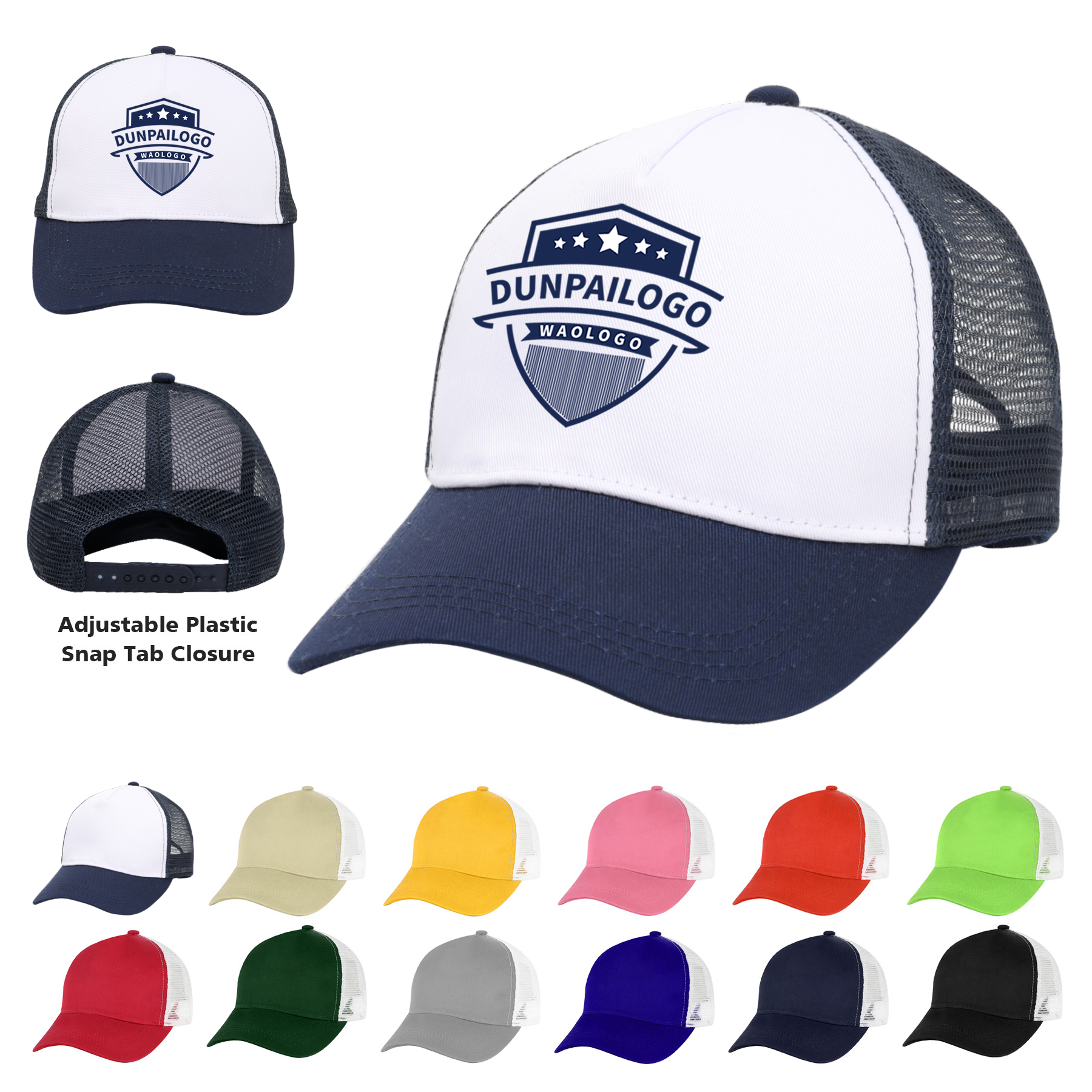 5 Panel Structured Trucker Cap W/Snapback 12
