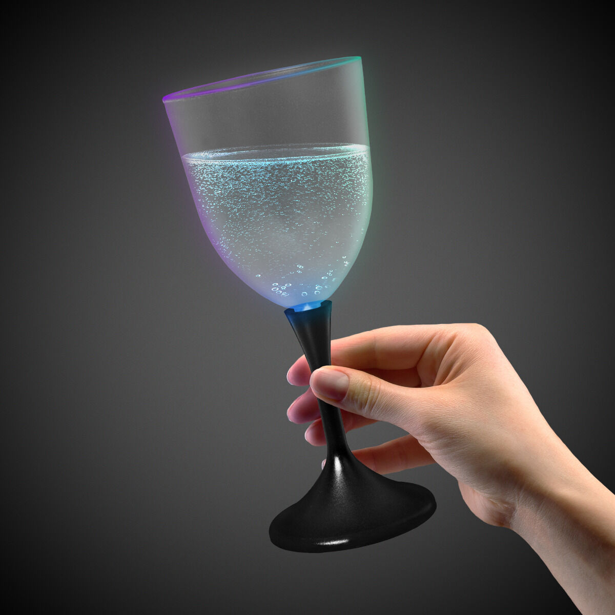 Light Up Frosted Wine Glass with White Stem - 10 Ounce 6