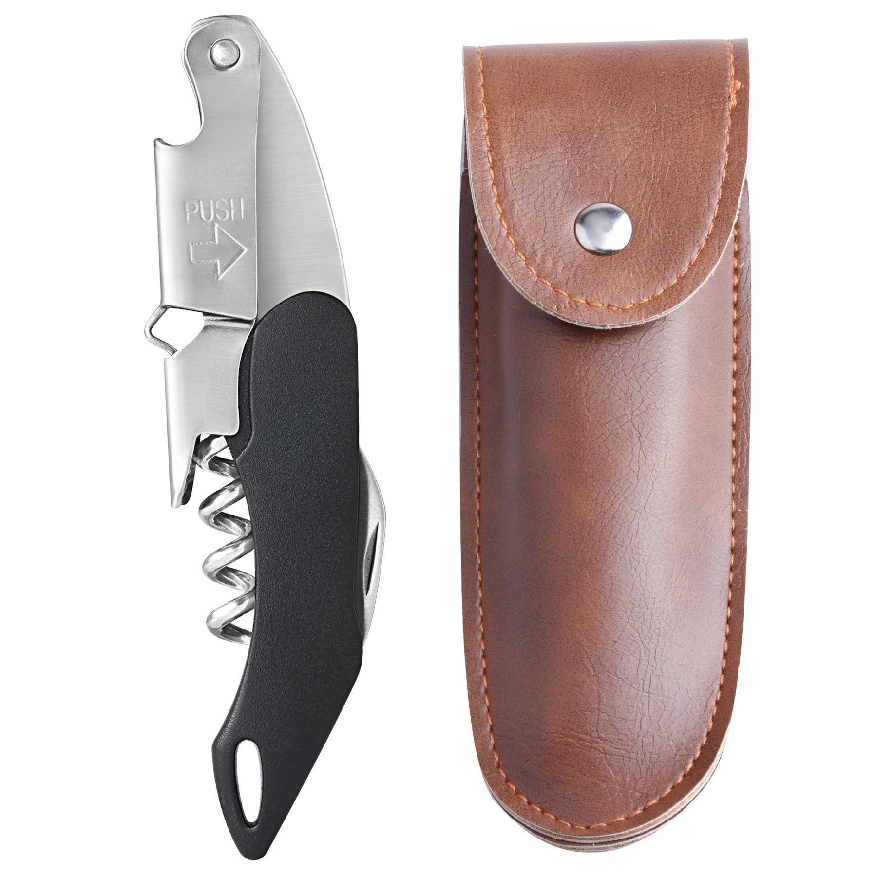 Wine Bottle Opener& Corkscrew Tool With Leather Case 6
