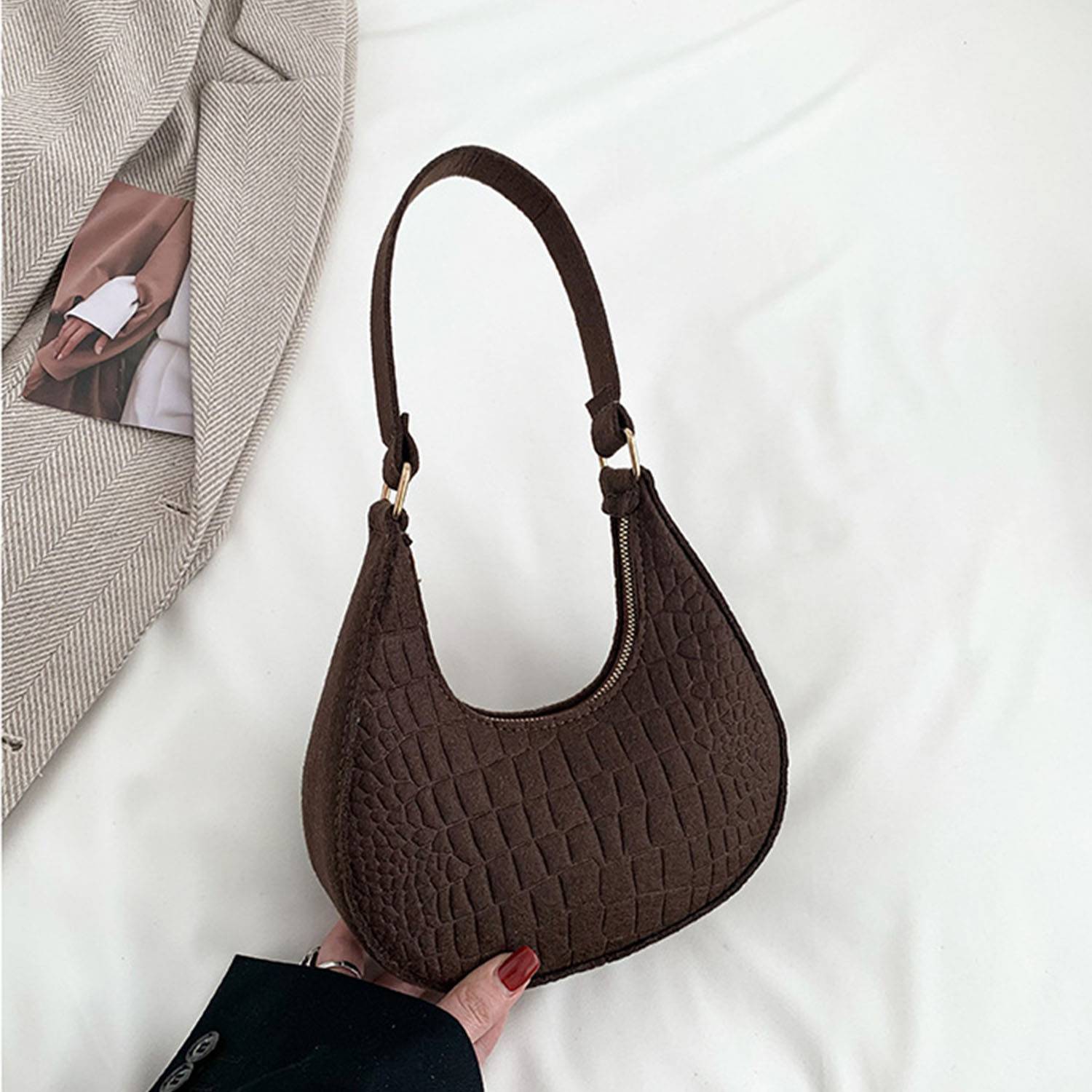 Solid color temperament women's bag casual shoulder handbag 5
