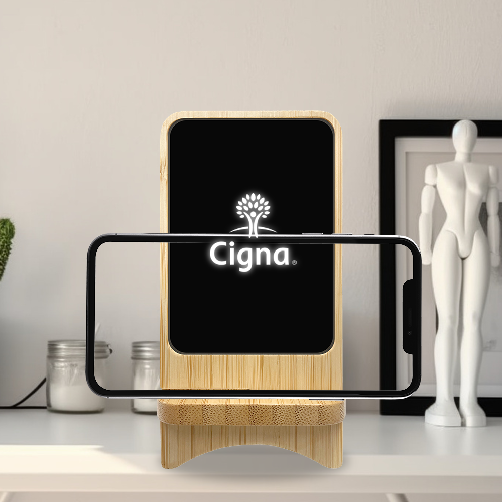 Aurora  Light-up Bamboo Wireless Charger Stand 15