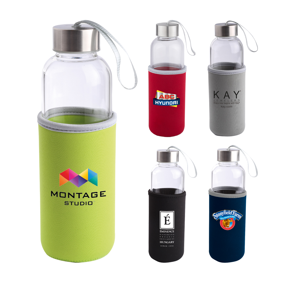 16 Oz. Caspian Glass Bottle w/Neoprene Sleeve