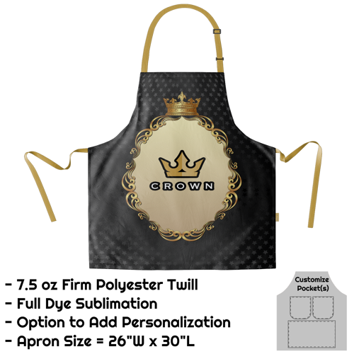 Poly Twill Sublimation Bib Apron - 26"W X 30"L 2