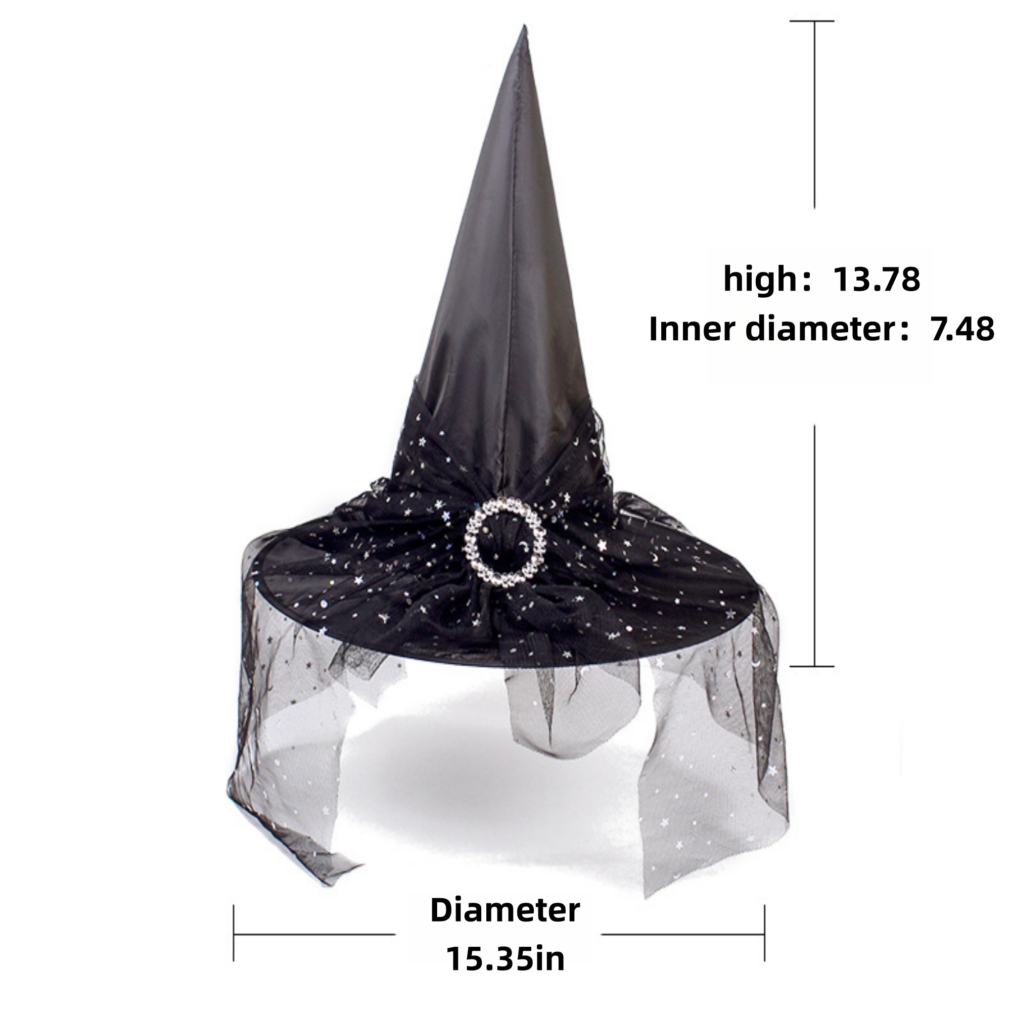 Elegant Mesh Lace Witch Hat For Halloween Party Cosplay 3