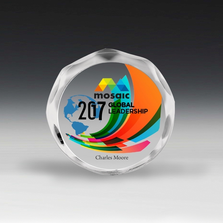 Scalloped Circle Paperweight Award - 4" dia x 3/4" - 2401S (Screen Print) 3