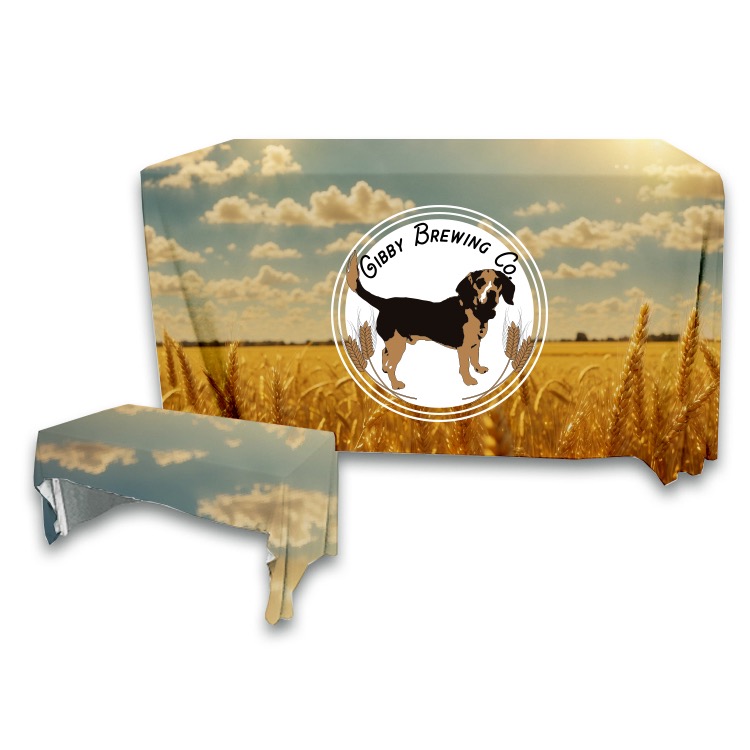4 ft. x 30 in. 3 Sided PolyPoplin Table Cover (Dye Sub Full Cloth) 2