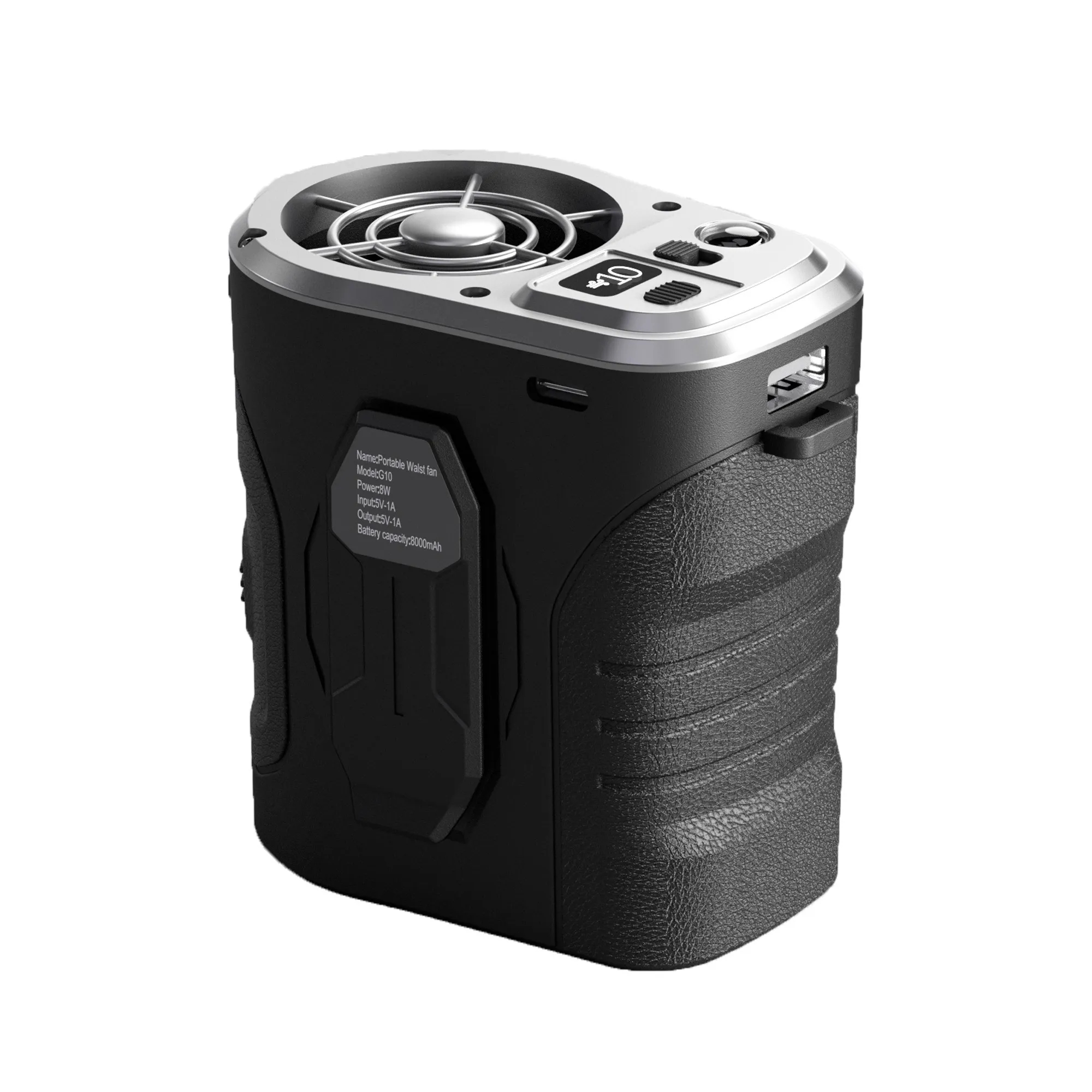 10000mAh Portable Flashlight Power Bank Mini Waist Fan 4