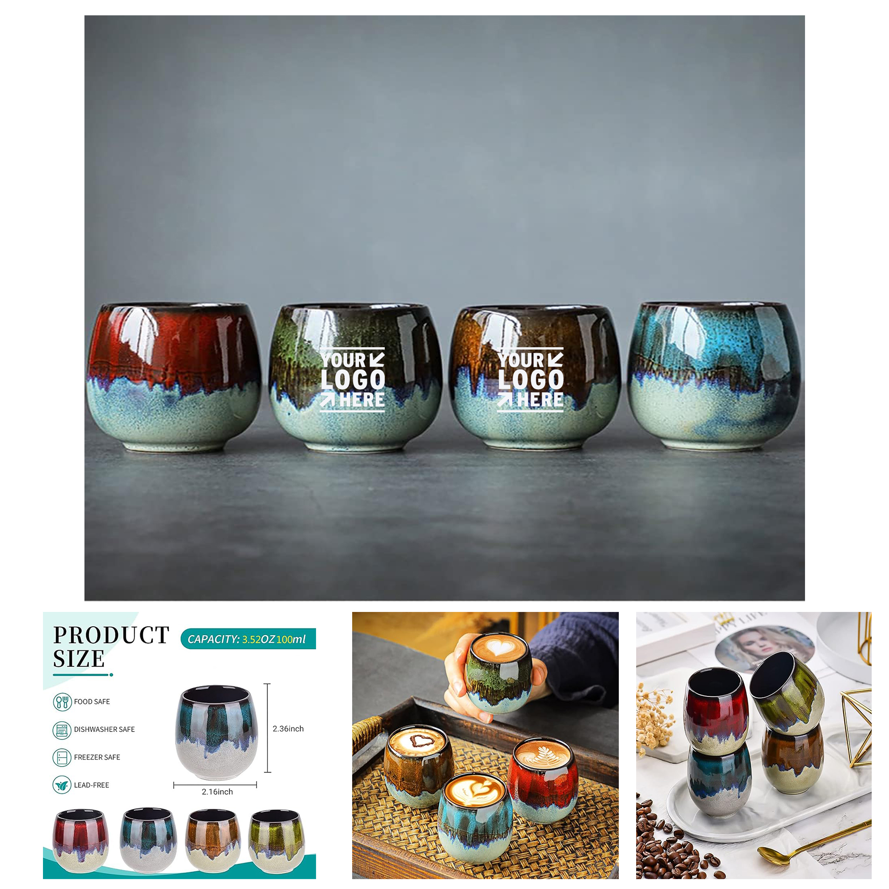 Ceramic Kiln-Change Small Espresso Coffee Spirit Tasting Mate Cup 1
