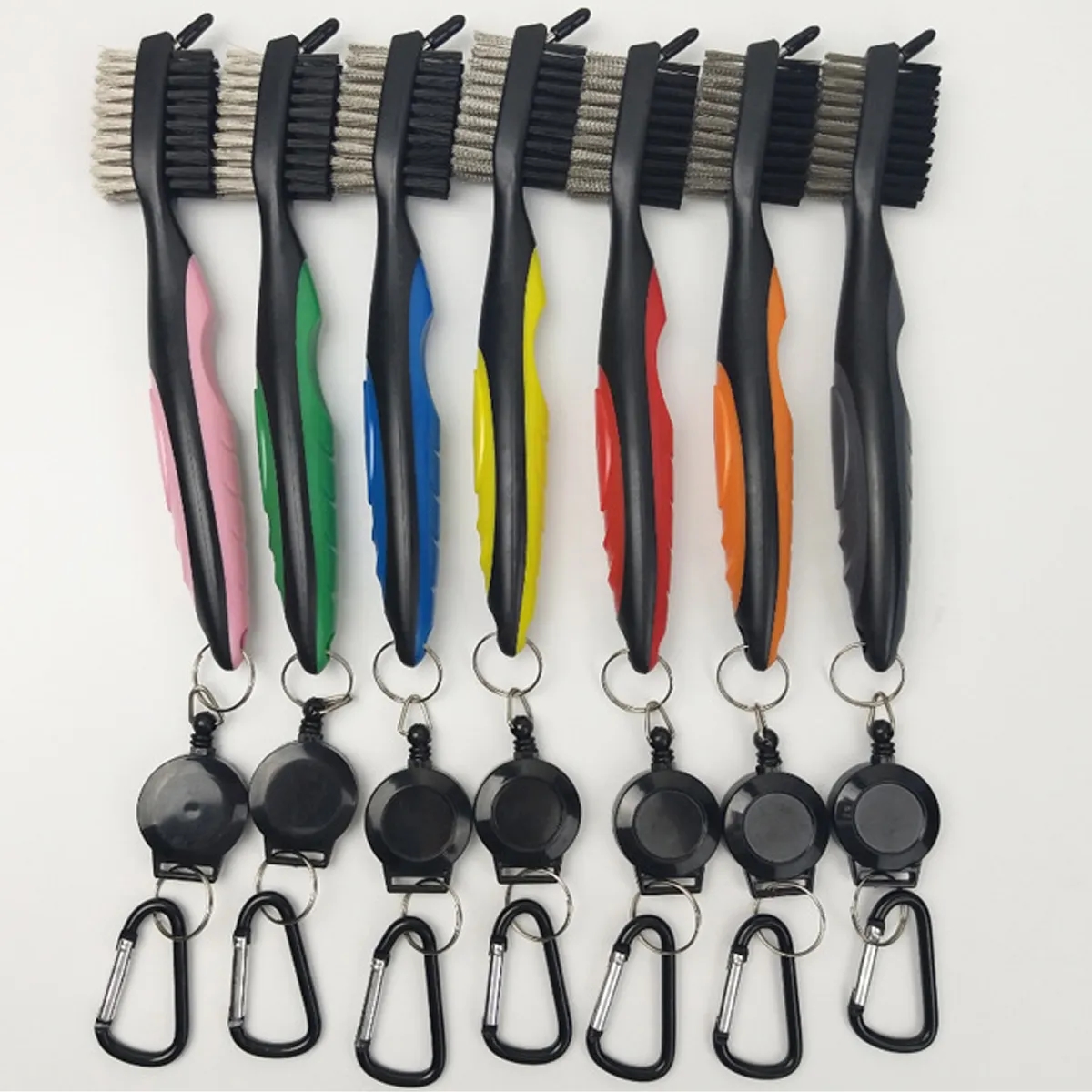 Golf Club Brush Groove Cleaner With Retractable Zip-Line 2