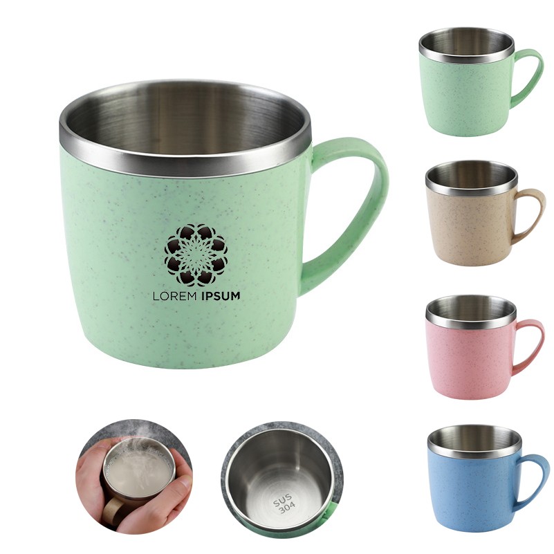 Stainless Steel Coffee Mug with Wheat Straw Shell 1
