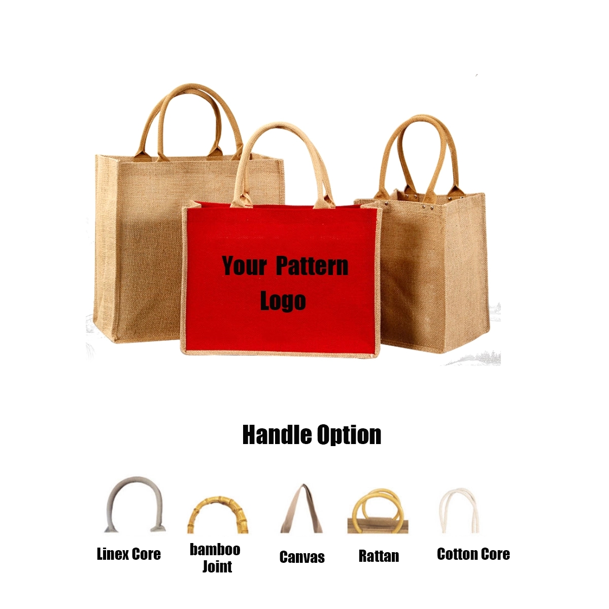 Jute/Burlap Handles Gift Shopping Bag, custom tote bag with logo imprint 3