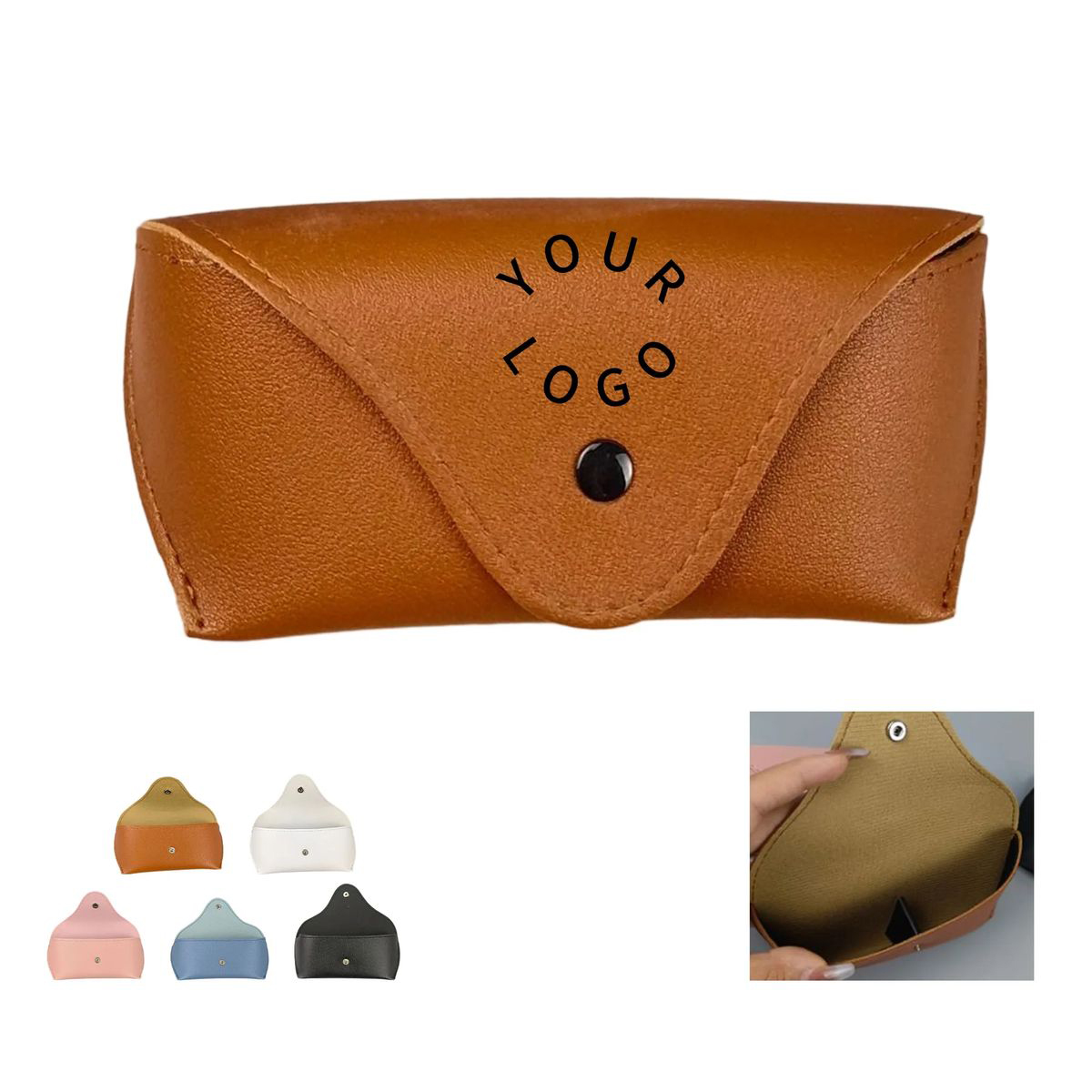 PU Leather Eyewear Case with Secure Button Lock 2