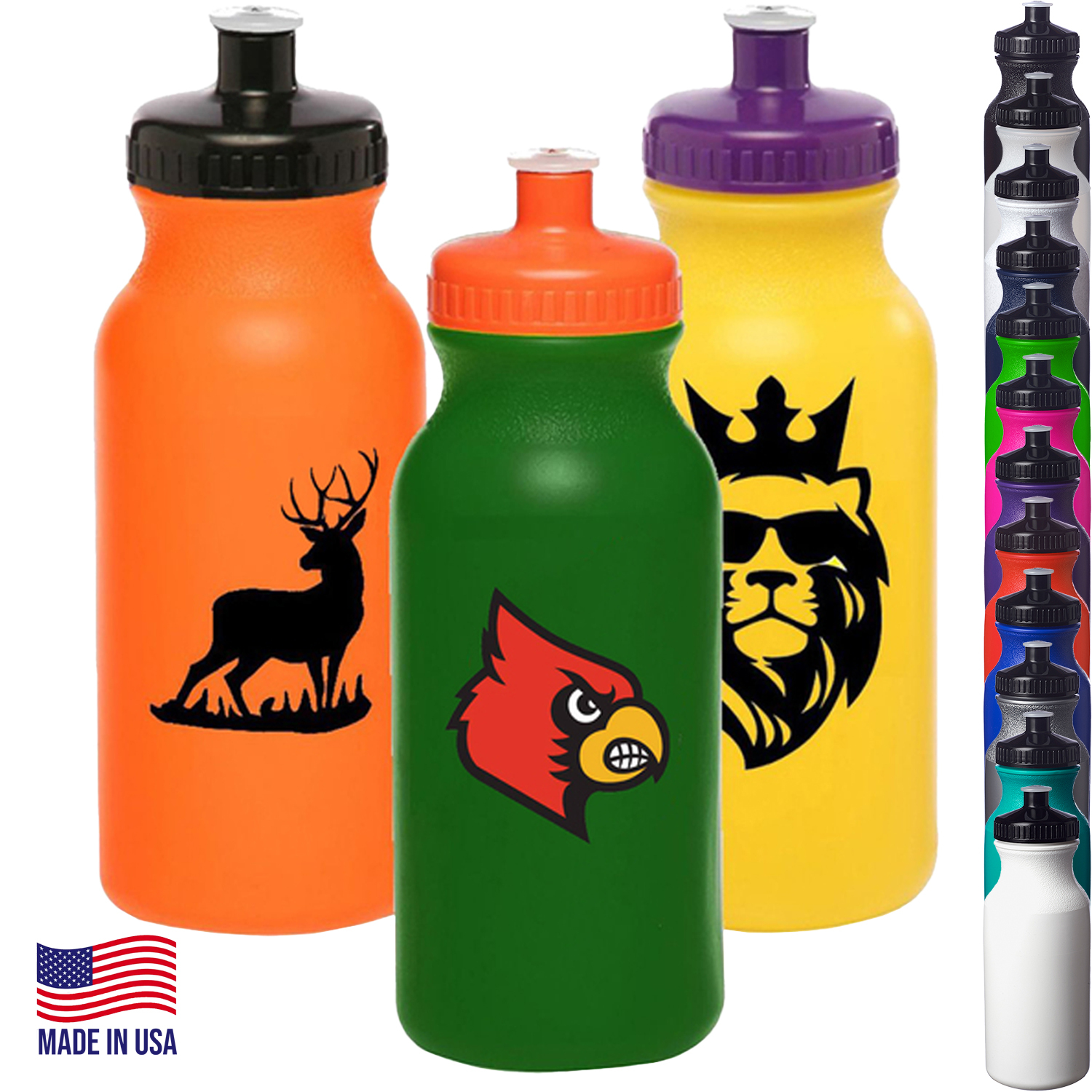 USA Made Plastic Water Bottles - 20 oz Custom drinkware 1