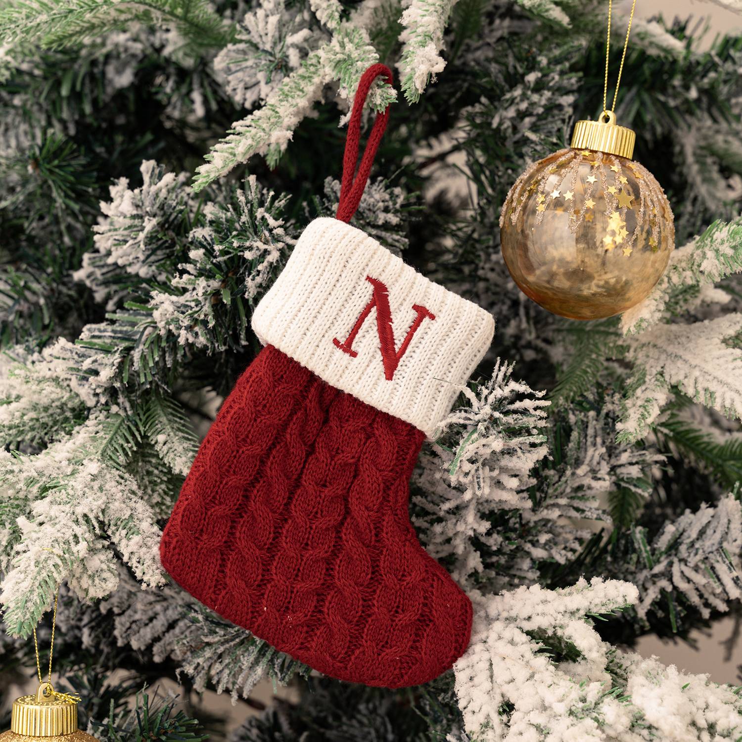 Mini Cotton Knitted Christmas Stocking 22