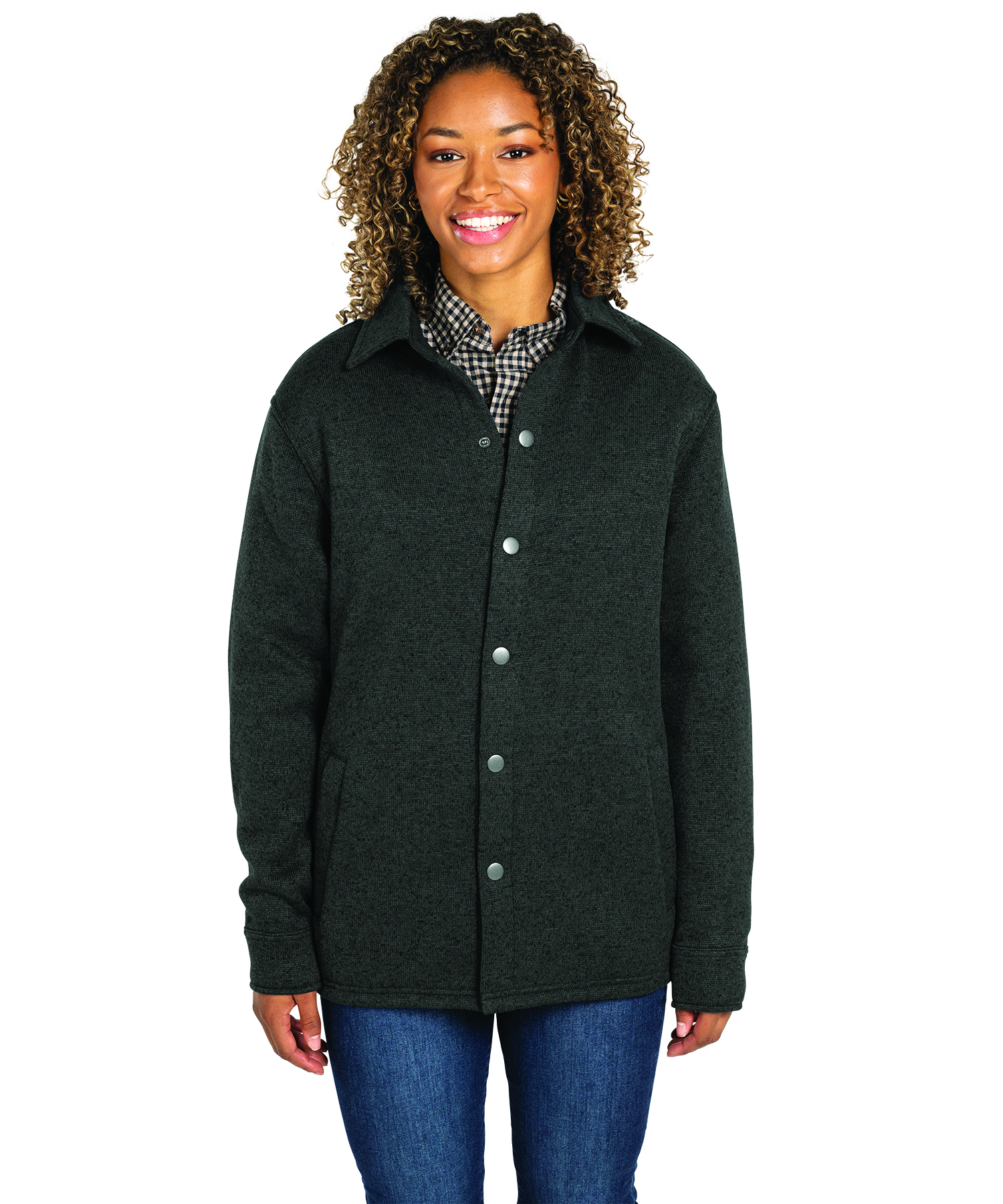 Heathered Fleece Snap Shacket