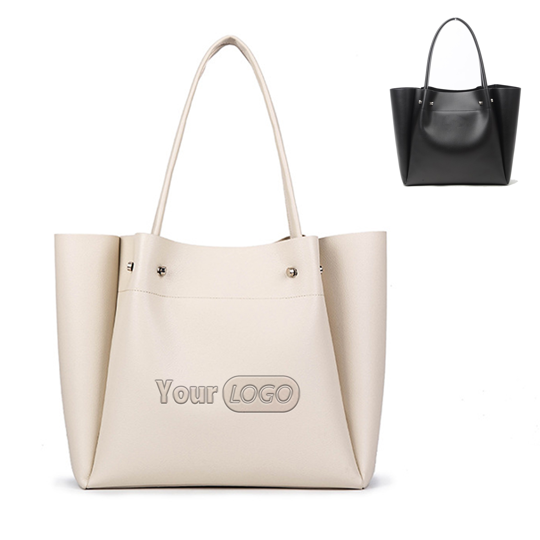 PU Large capacity shopping shoulder tote bag, custom tote bag with logo imprint 2