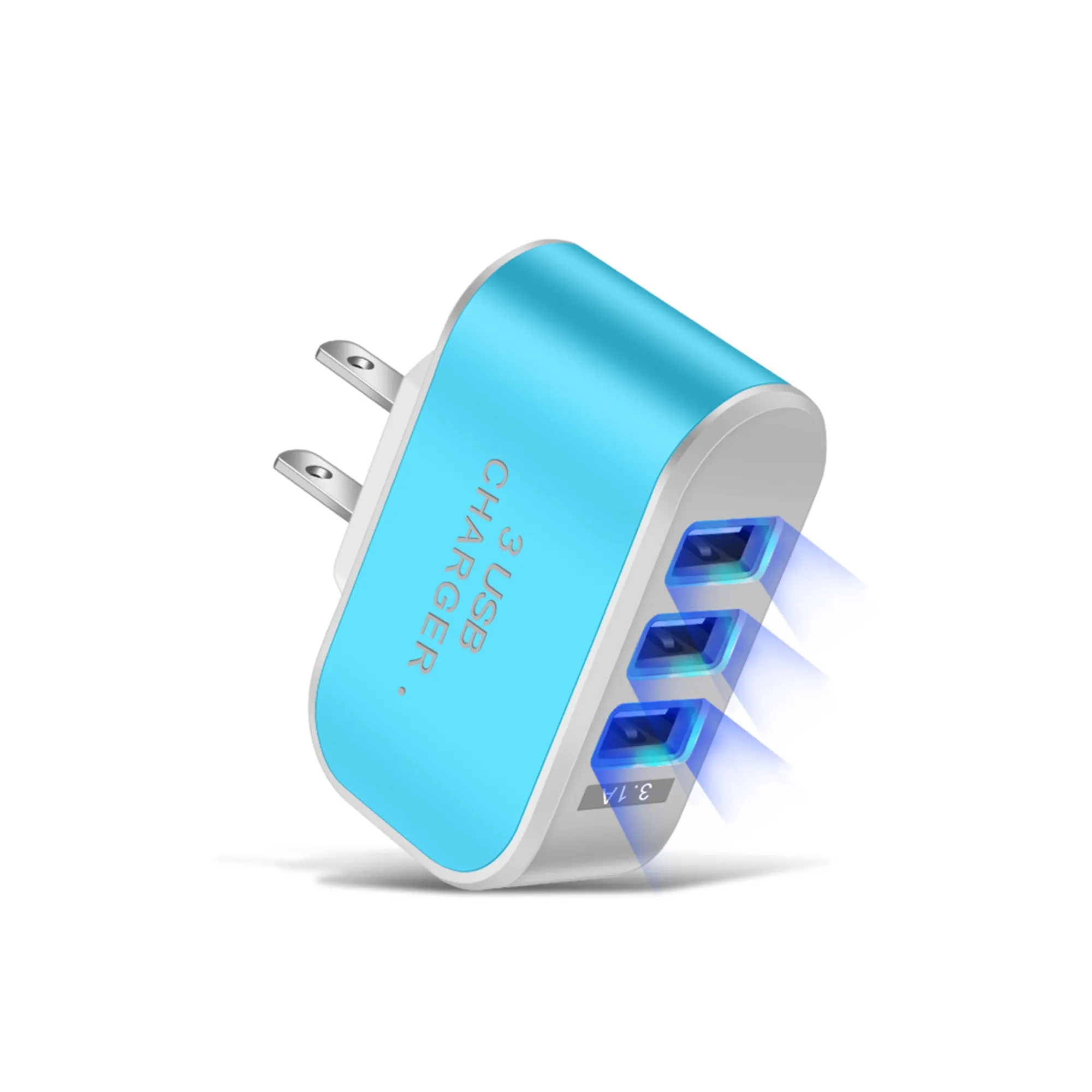 Glow Portable 3 Port USB Charger Cube Plug 4