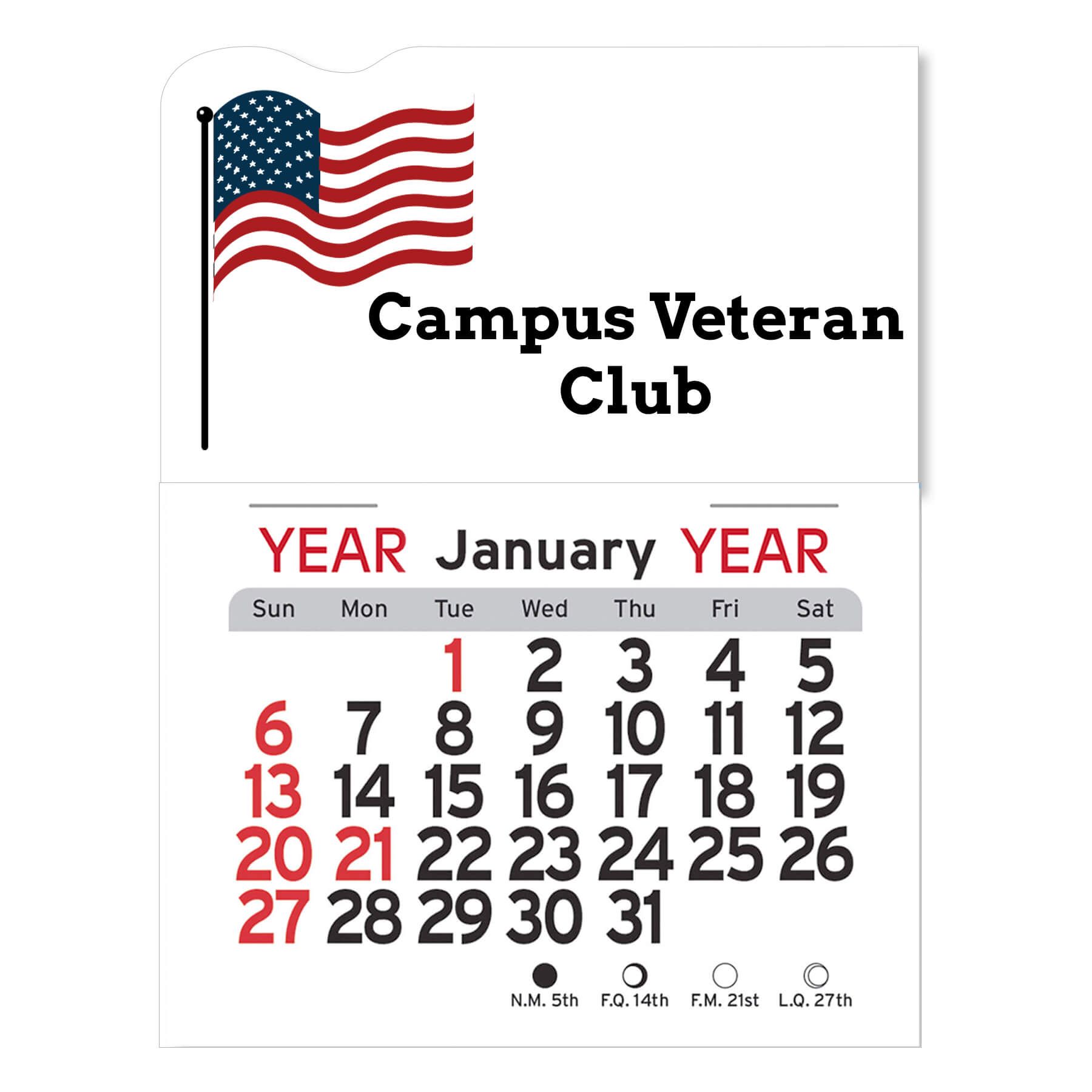 Adhesive Peel-N-Stick® Calendar - American Flag 7