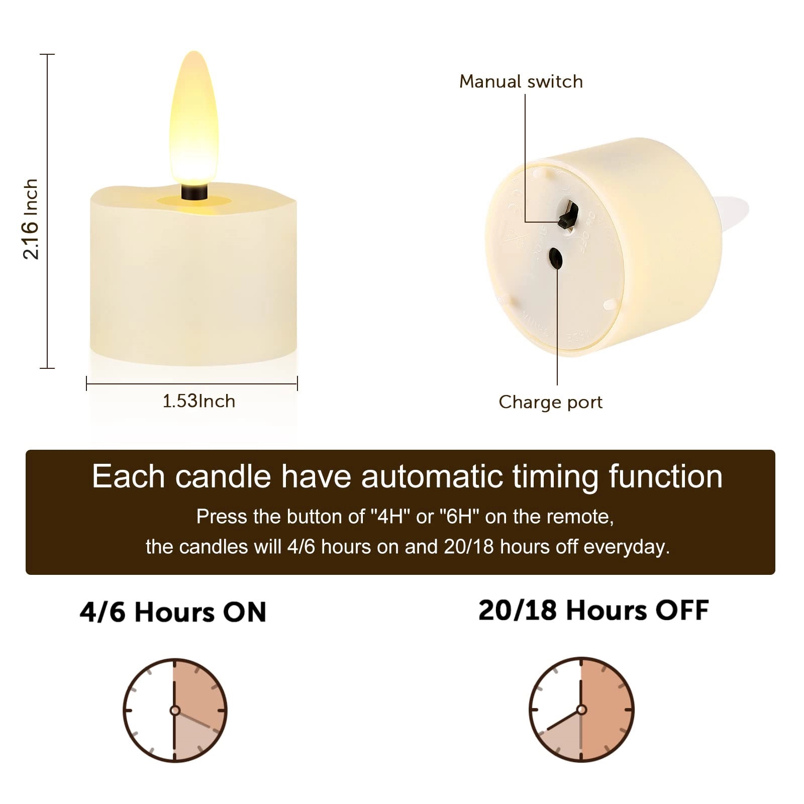 Usb Rechargeable 3D Wicks Tealights Candle Flameless 3