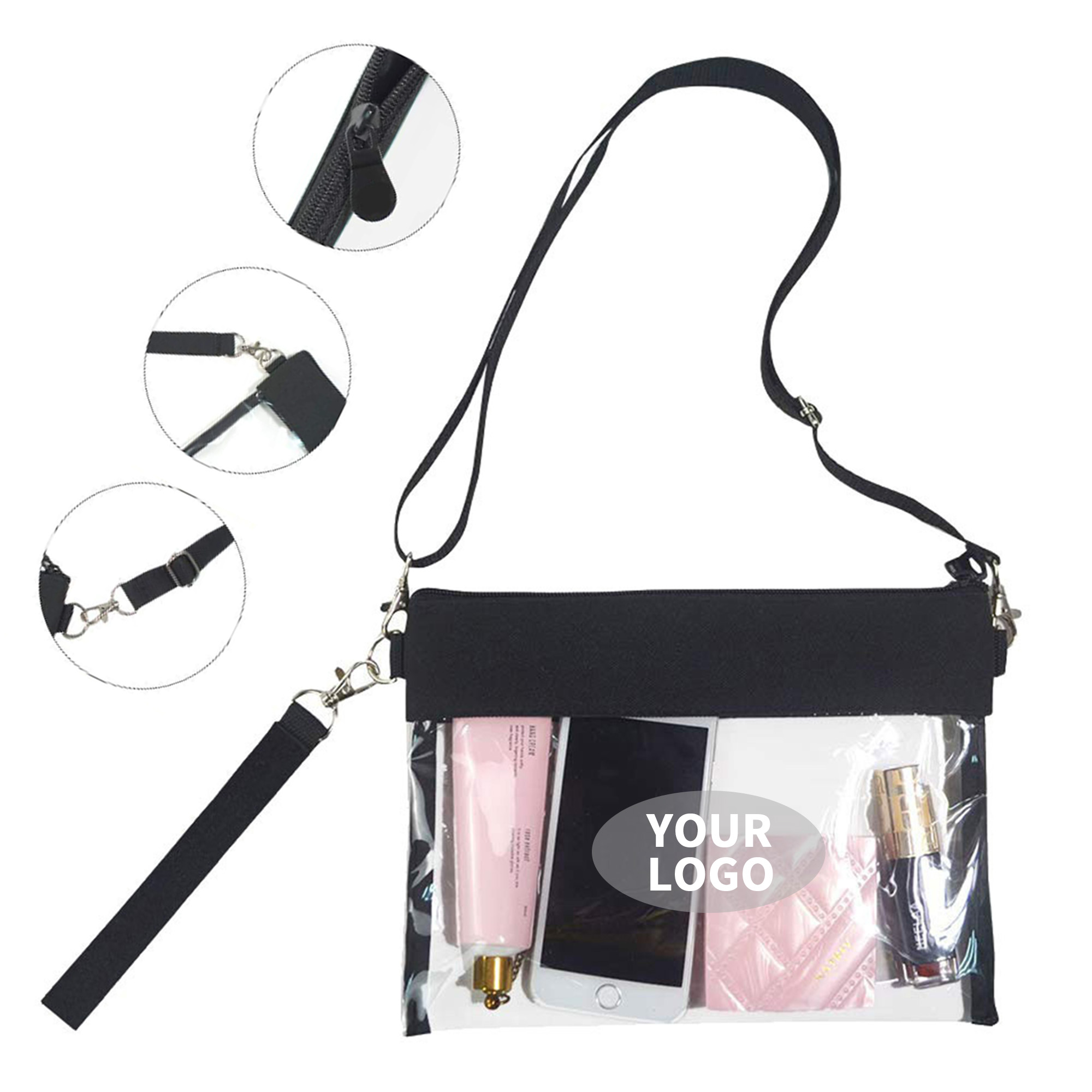 Clear PVC Stadium Shoulder Bag 9.9" x 7.9" x 0.4" 2