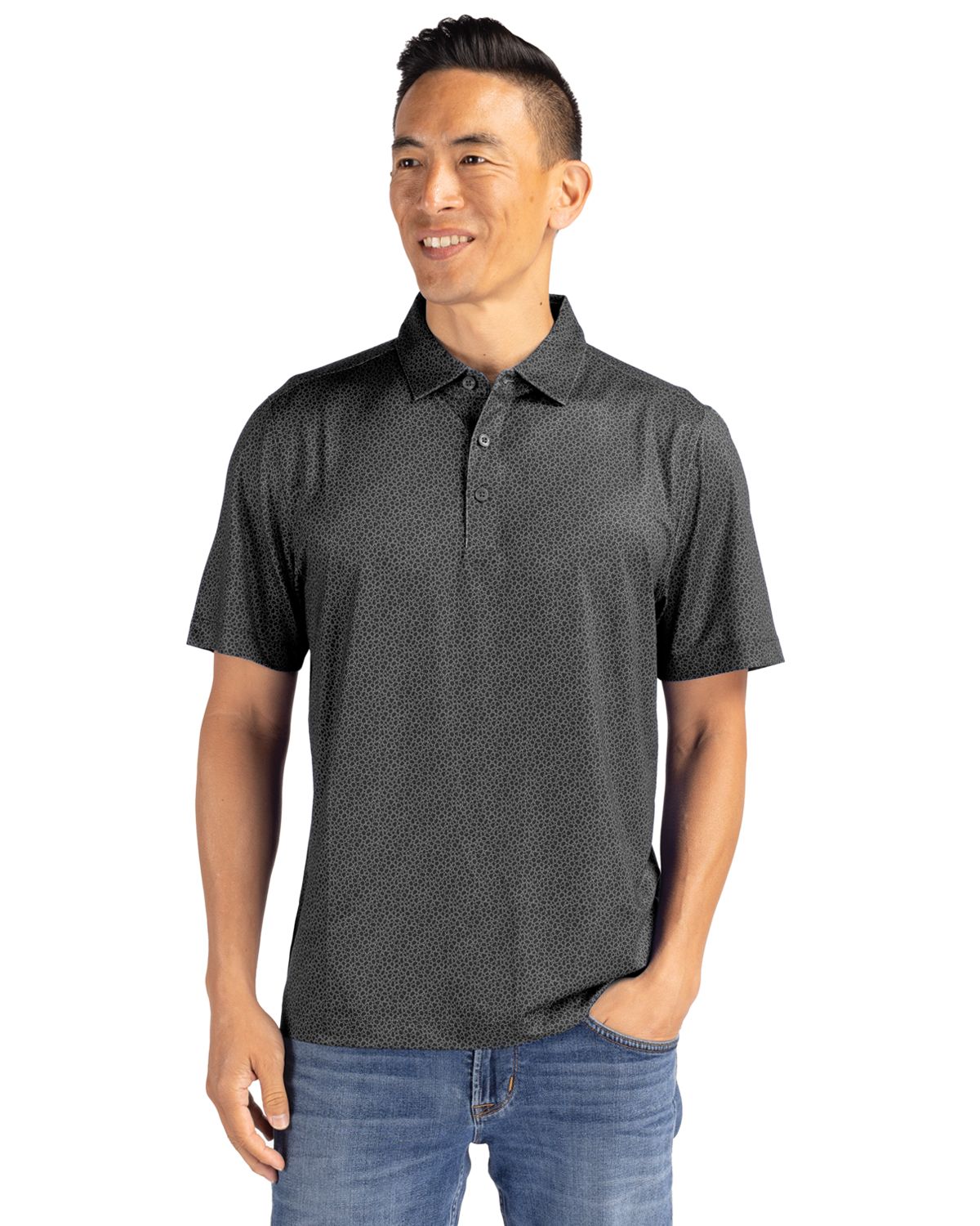 Pike Eco Pebble Print Stretch Recycled Mens Polo
