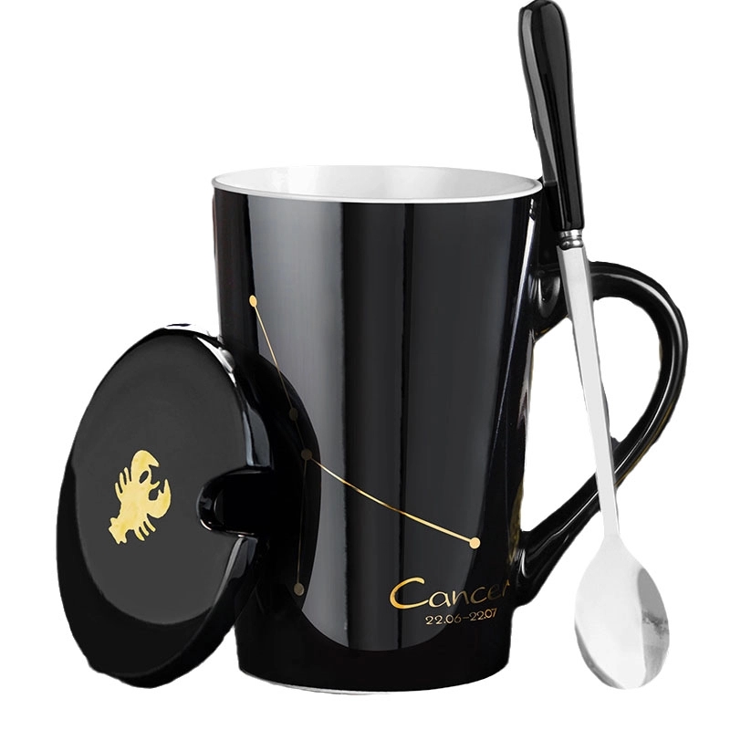 Custom 12 Constellation Ceramic Coffee Mug with lid spoon 13
