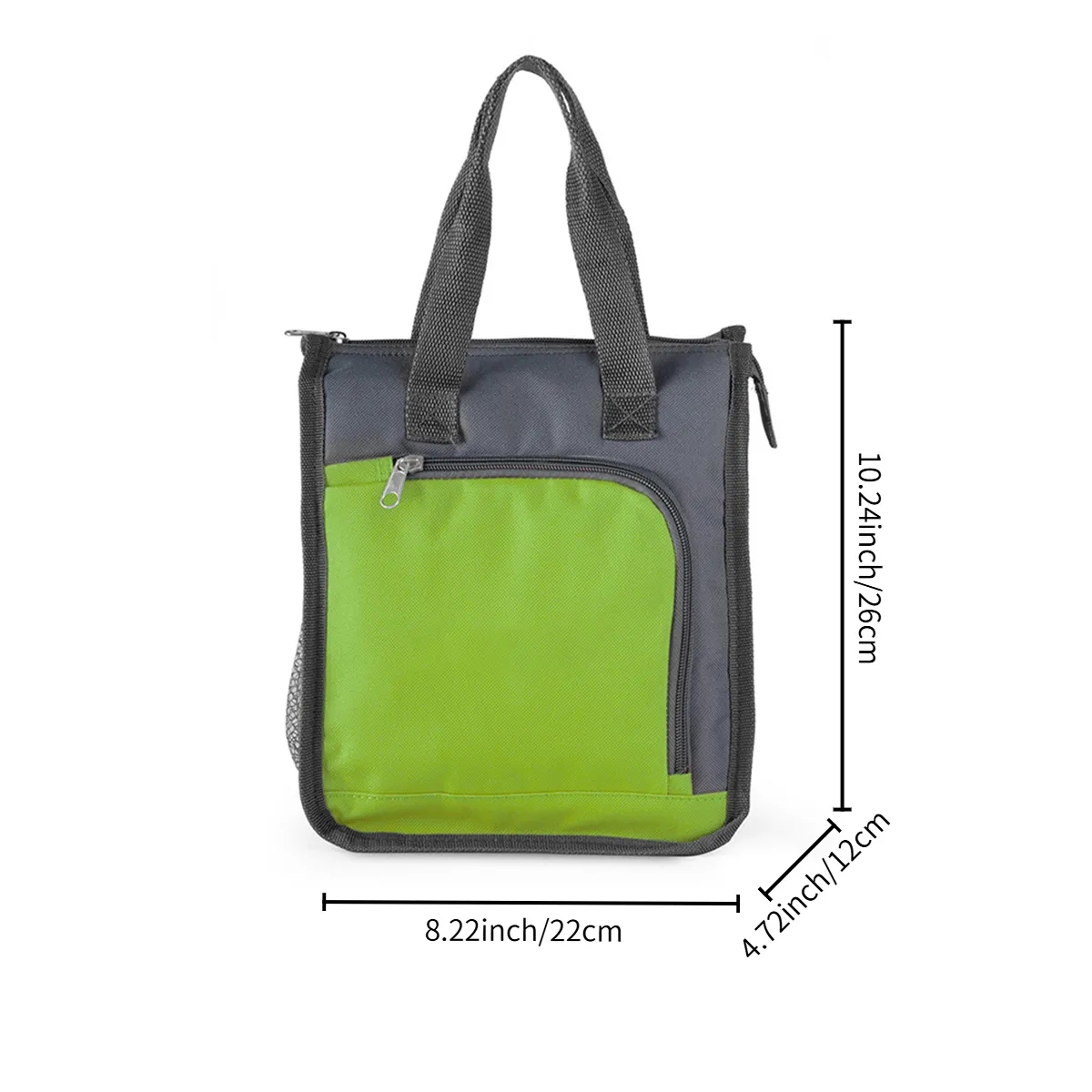 Portable Insulated Lunch Cooler Bag With Front & Mesh Pocket 2