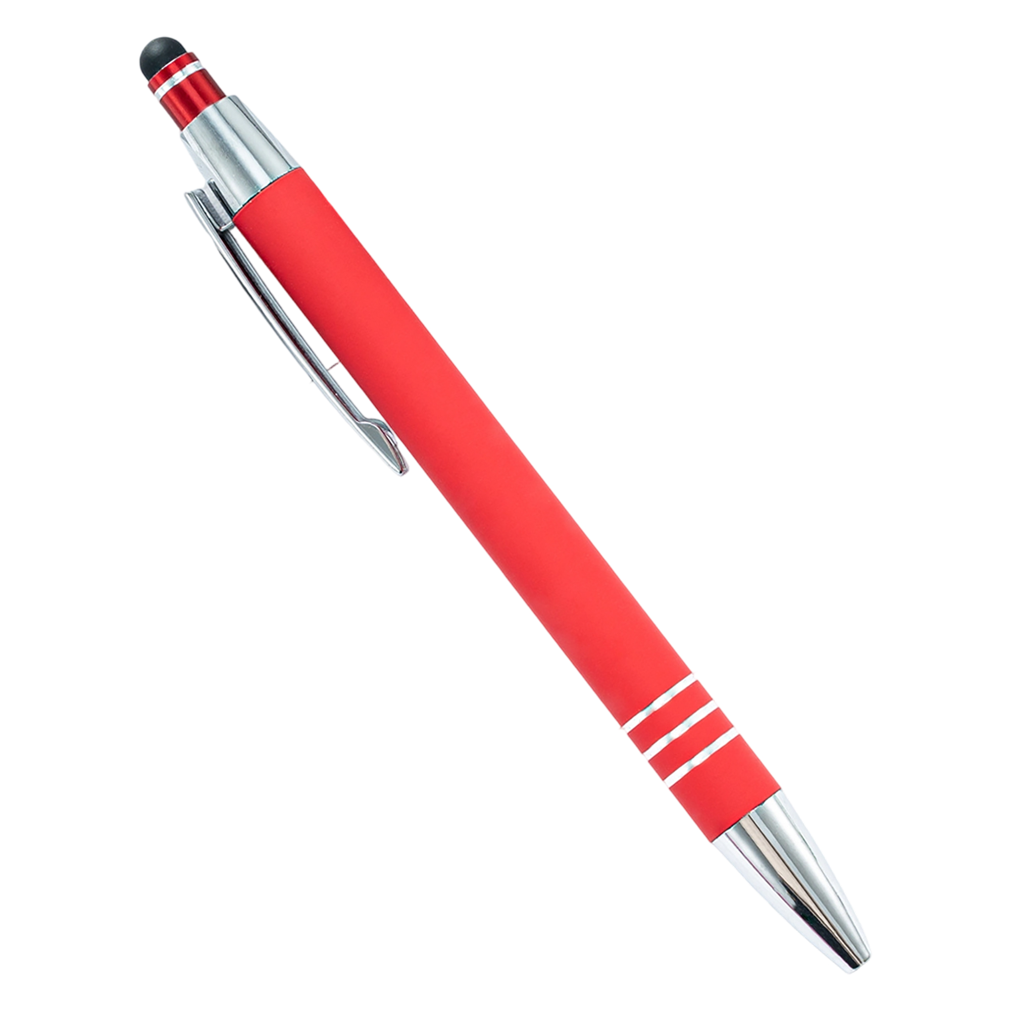 Metal Ballpoint Pen With Capacitive Stylus Rubberized Barrel Chrome Trim 5
