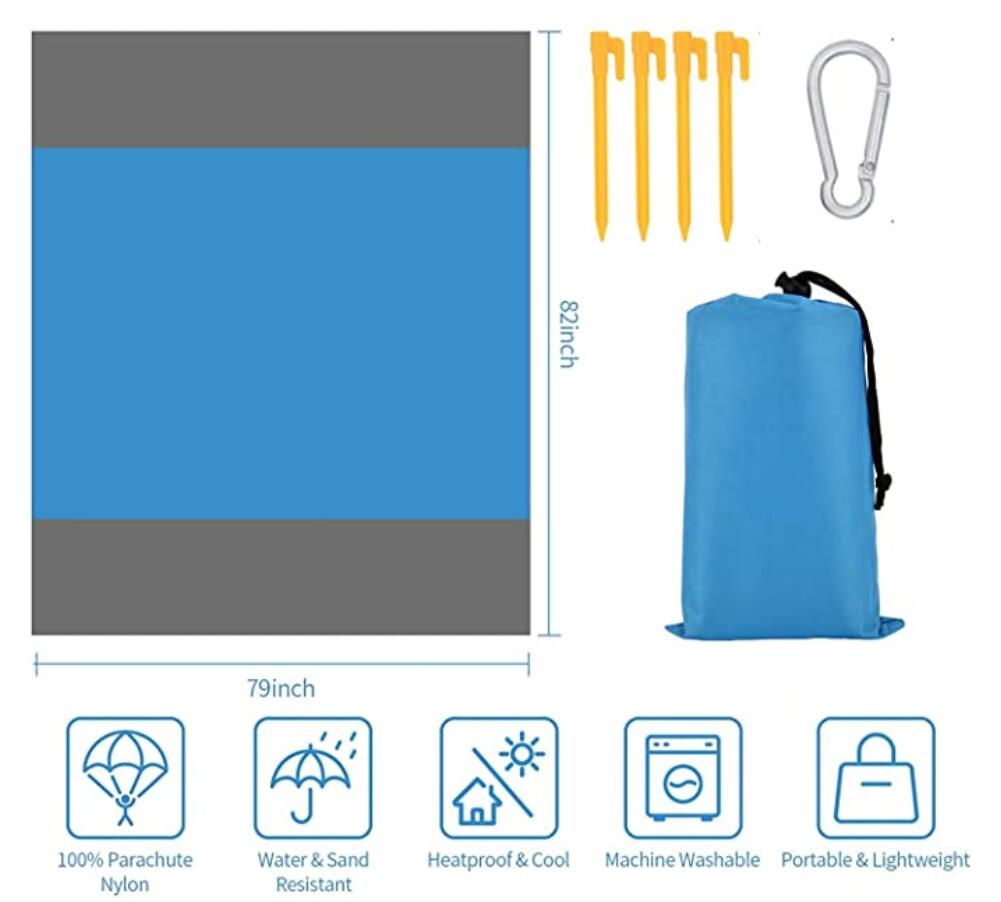 82" X 79" Beach Blanket Sand Free Oversized Beach Mats 6