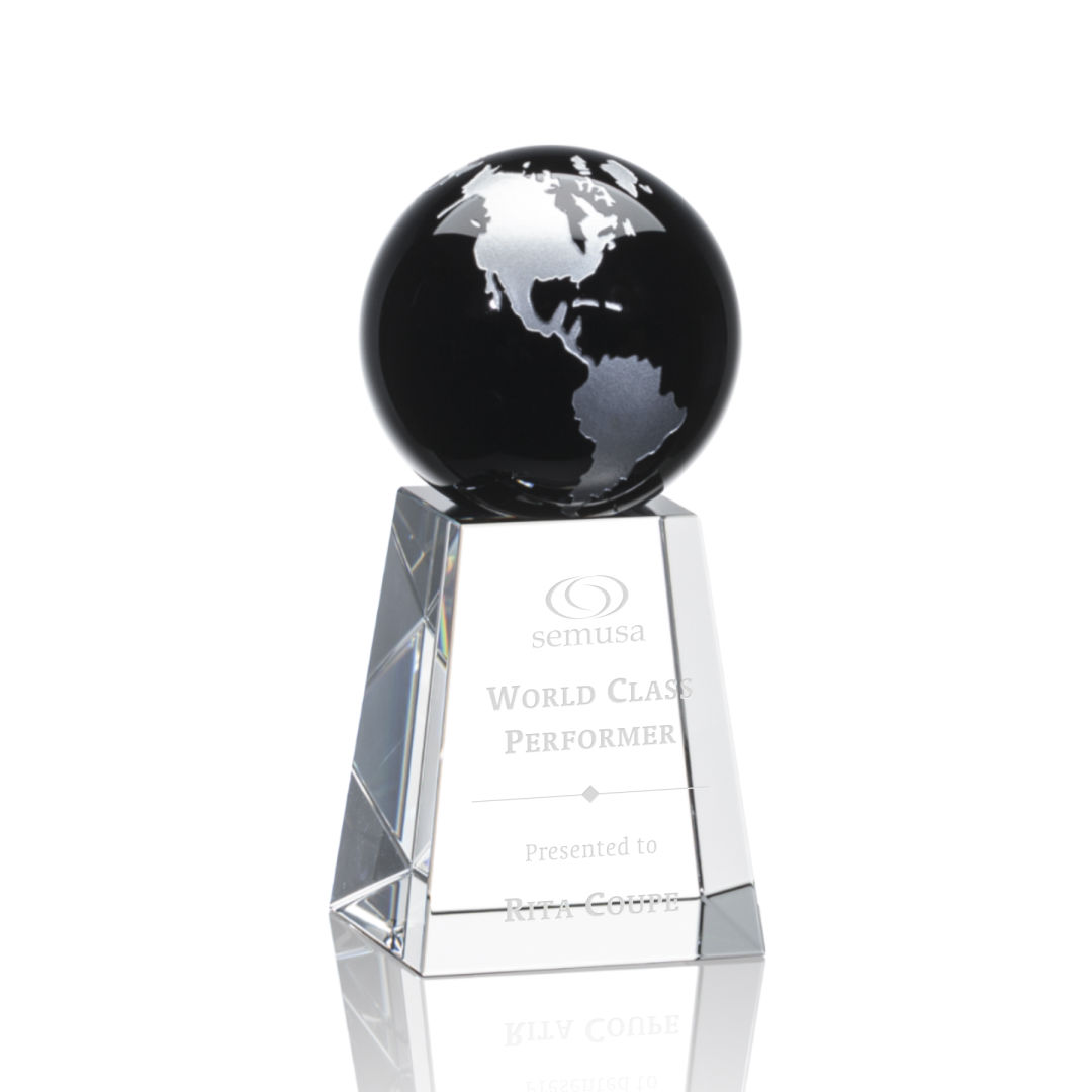 Heathcote Globe Award - Black/Silver, custom award with logo imprint 5
