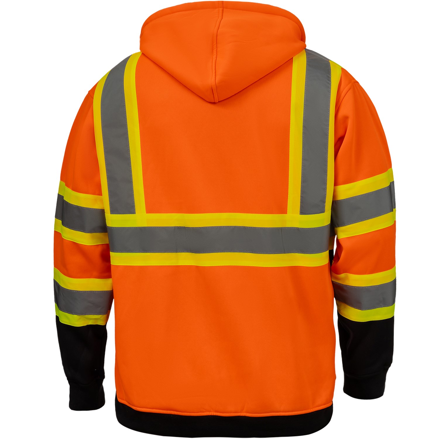 Class 3 Two Tone Reflective Tape Safety Zipper Hoodie with Kangaroo Pocket 3