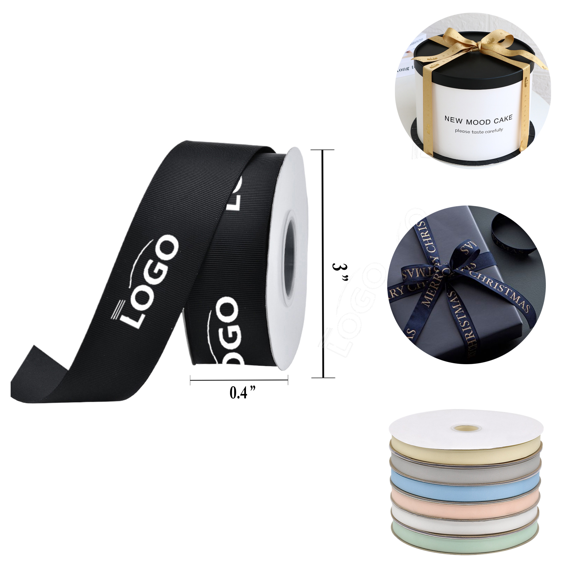 MOQ50 Custom Polyester Gift Ribbon 5/8" 100yd 8