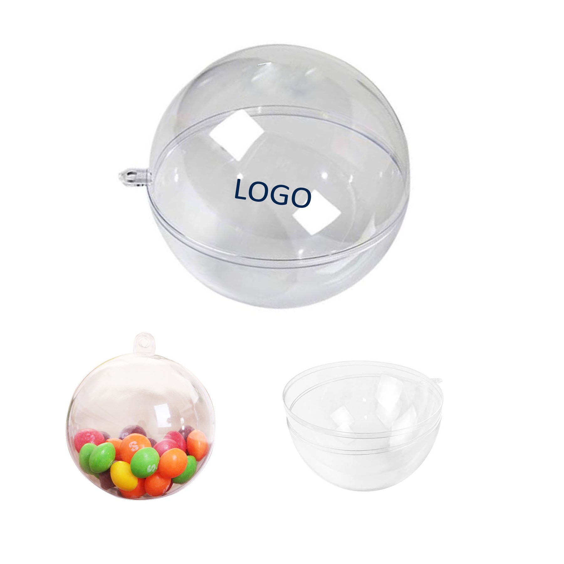Plastic Clear Christmas Ball Ornaments- 2 Hemisphere 3