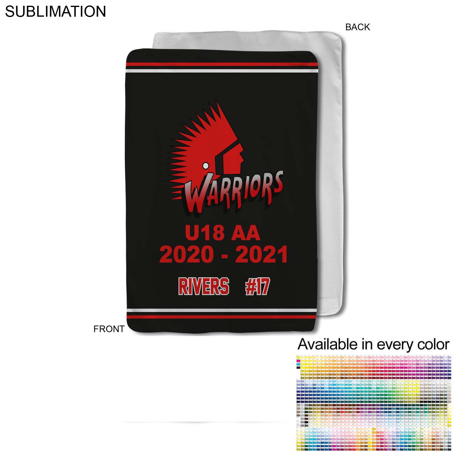 Team Blanket in Ultra Soft Microfleece, 30x40, Lap blanket, Sublimated edge to edge 1 side 4