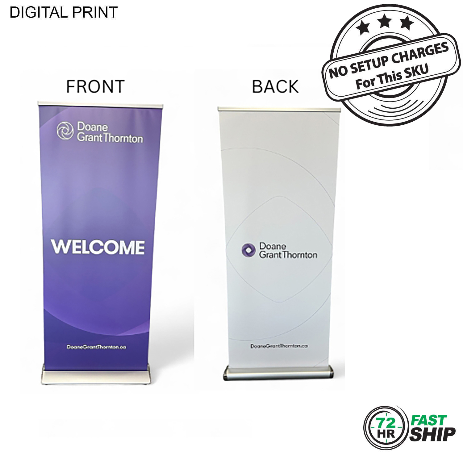 72Hr Fast Ship - Deluxe Wide Base Retractable Pull Up Banner Double sided, 33.5x79, NO SETUP CHARGE 10