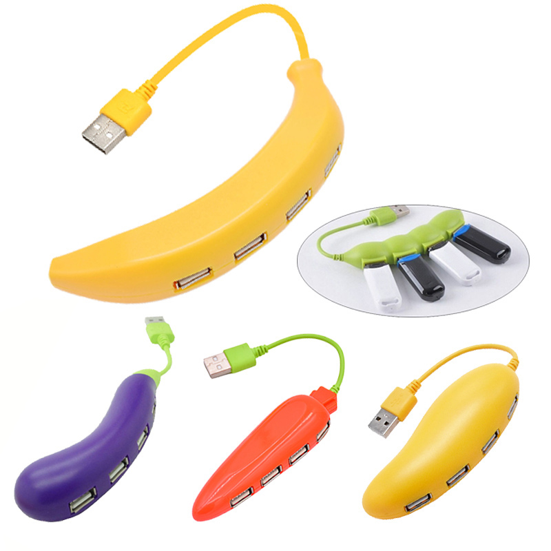 4-Port USB Hub Splitter Banana Shape USB 2.0 Hub 2