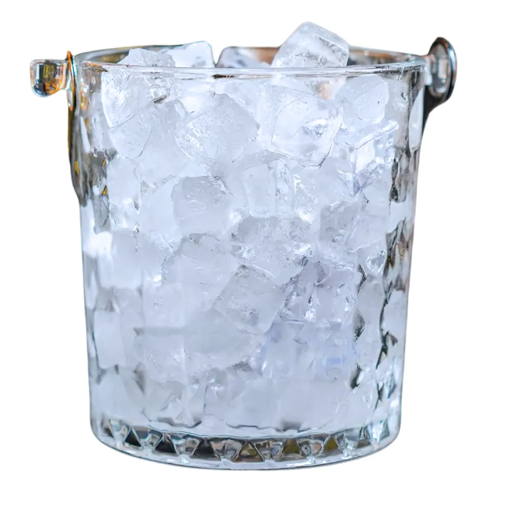 0.9L Mini Crystal Glass Ice Bucket with Handle and Tong 1