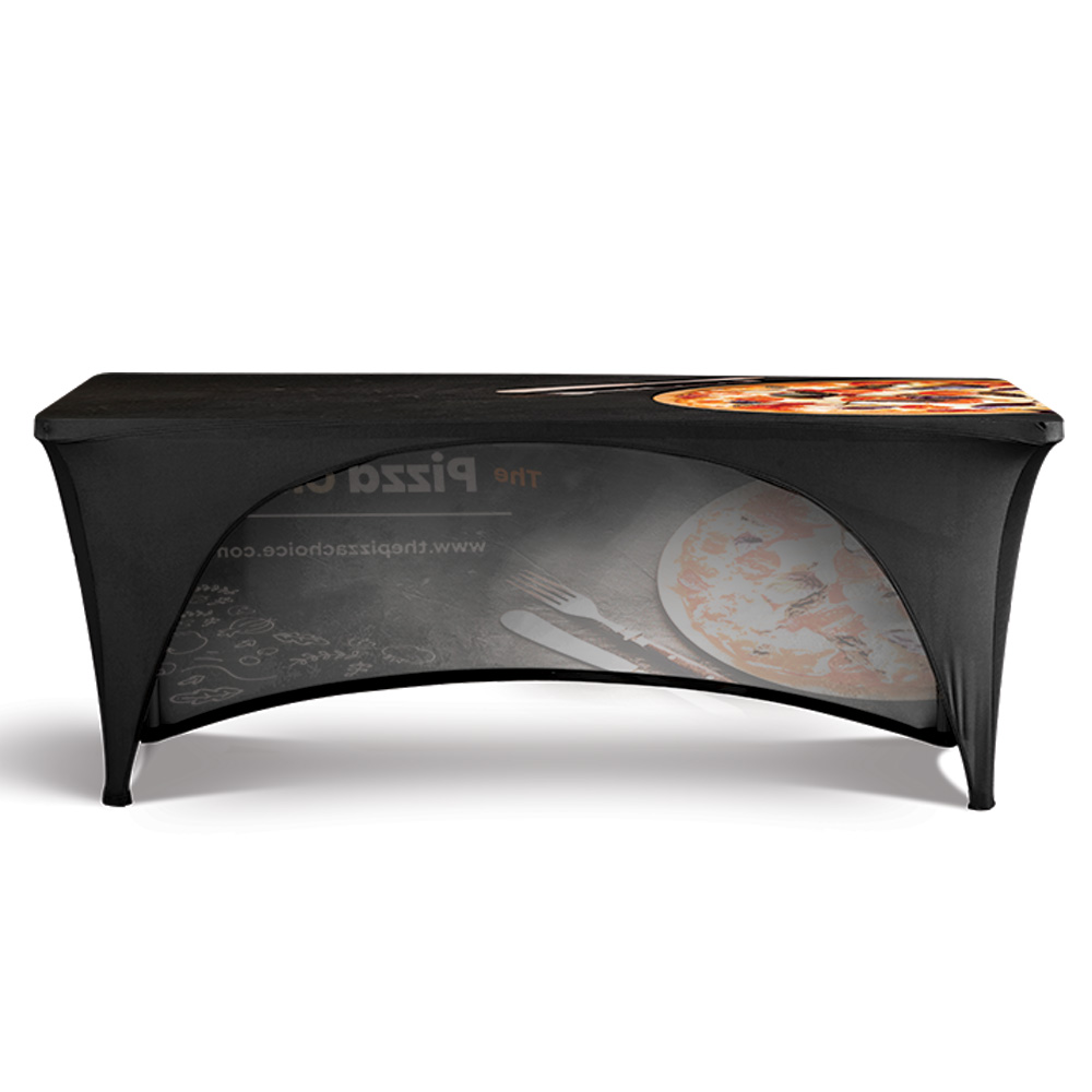 6' Fitted, 3-Sided Contour Stretch All-Over Imprint Table Cover 2